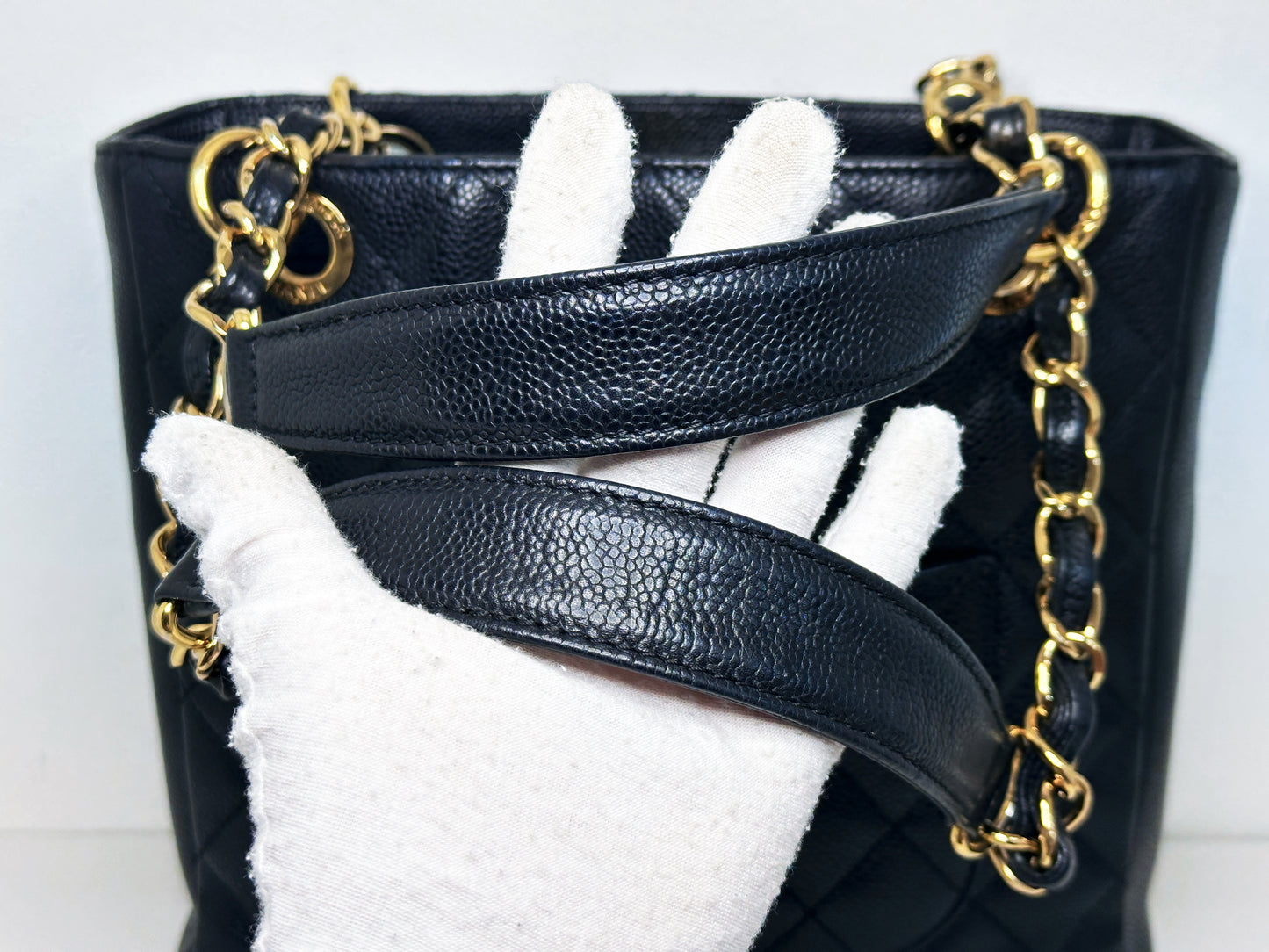 Chanel Caviar Quilted Petit Shopping Tote PST Black 1506 holo card