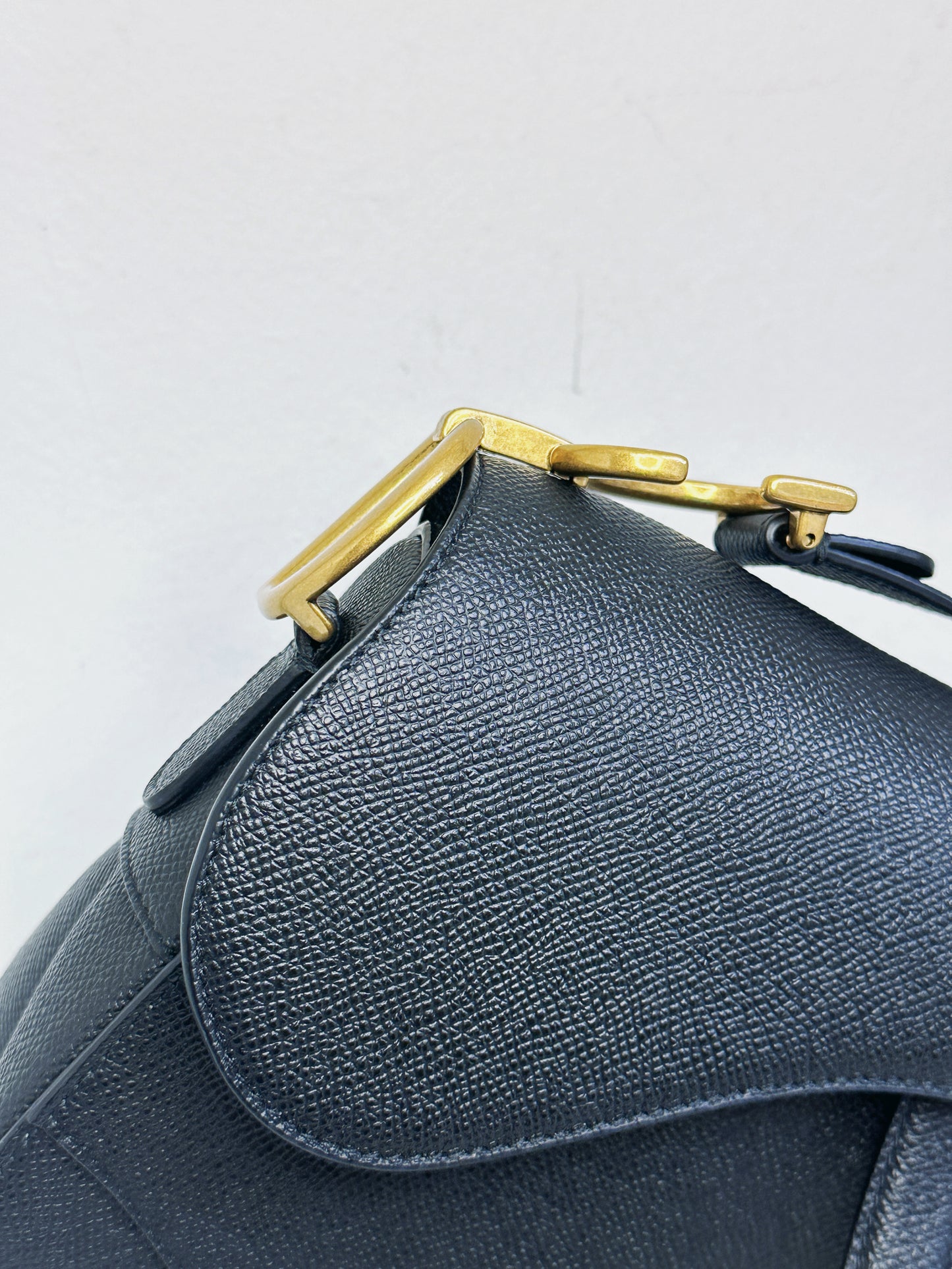 Christian Dior Saddle Bag with Strap Golden Saddle Black Calfskin 2022 year