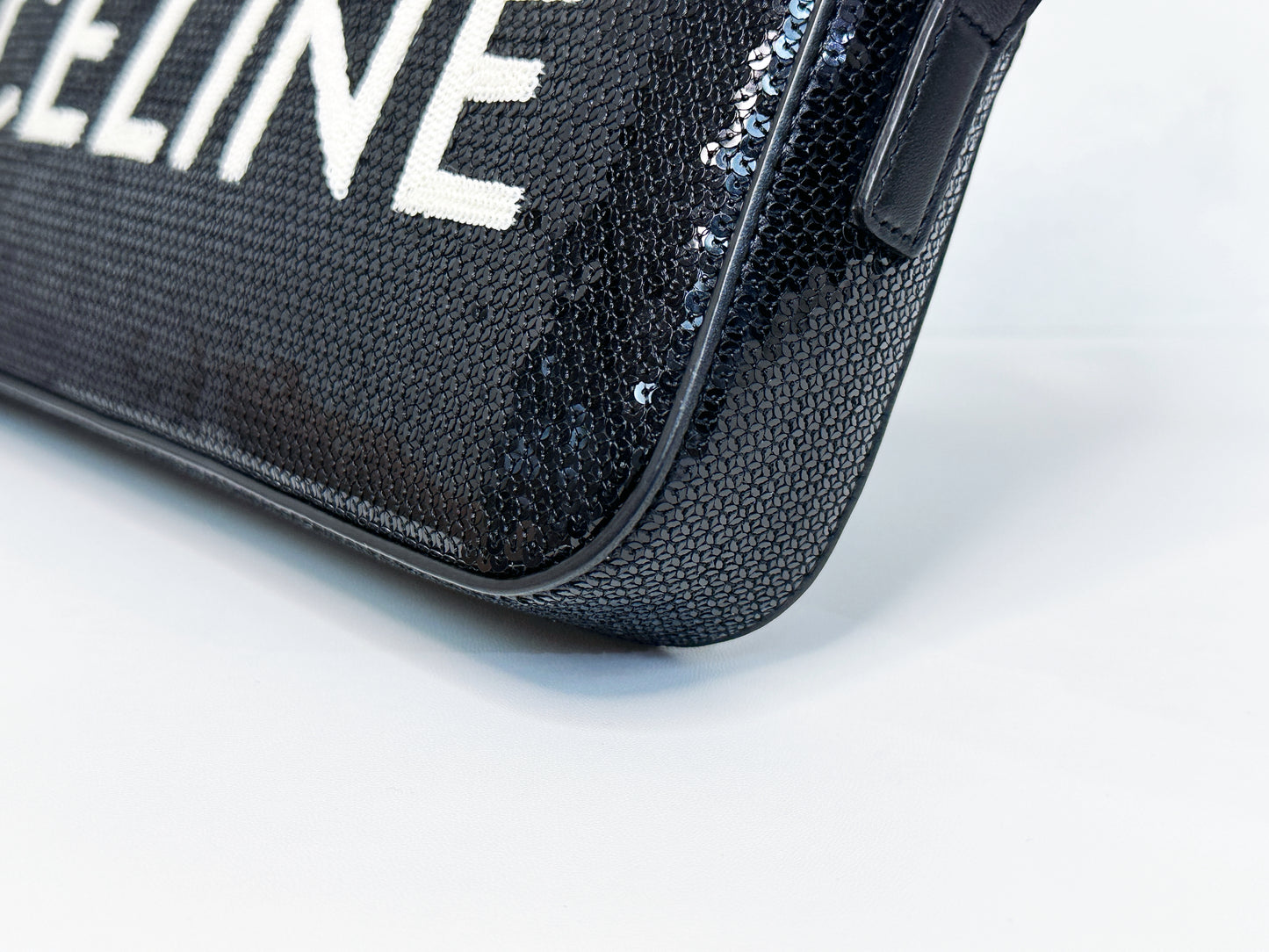 CELINE Camera shoulder bag leather Triomphe in sequins with Celine