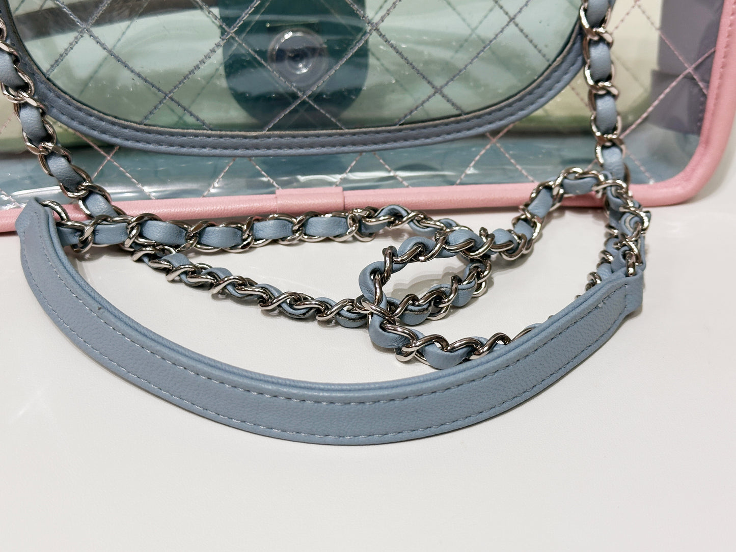 Chanel Coco Splash PVC Medium Flap Bag Pink/Green/Blue 25499 holo