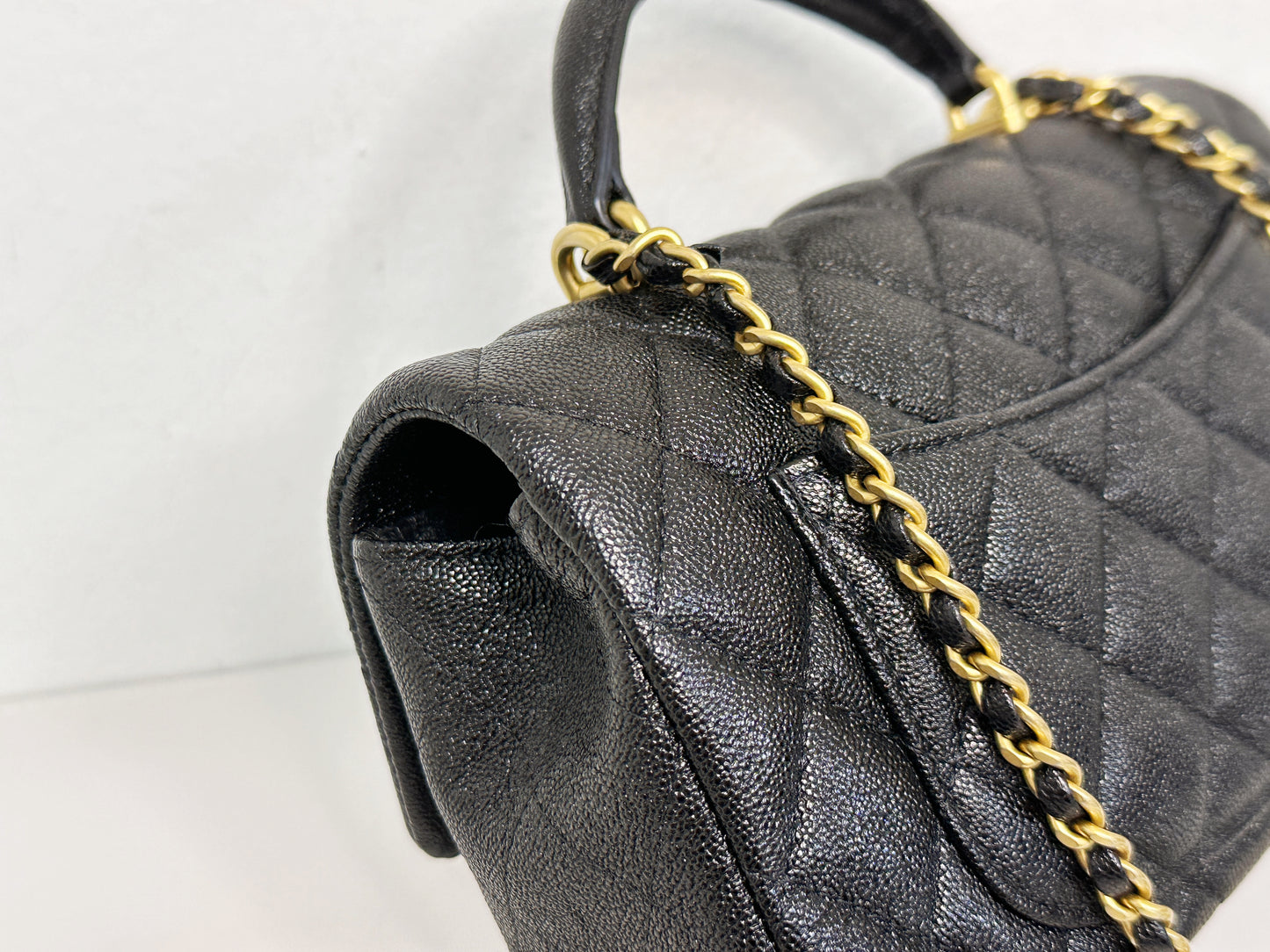 Chanel Mini Rectangular Top Handle Flap Bag Black Caviar GHW 3129 holo card