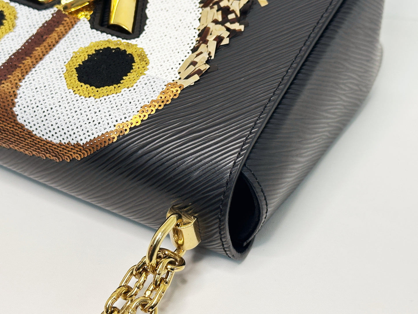 Louis Vuitton Black Epi Leather Sequin Owl MM Twist Bag