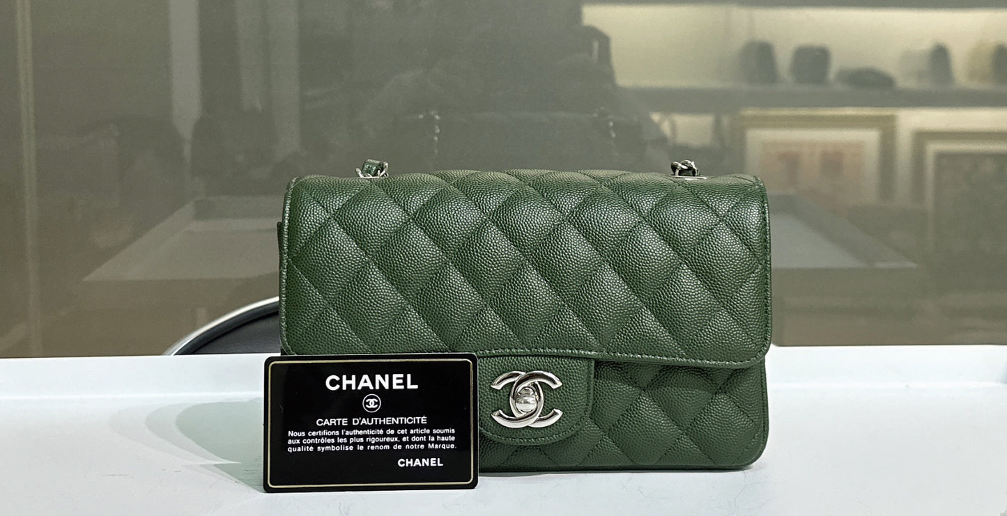 Chanel Mini Rectangular Classic Flap Bag Green