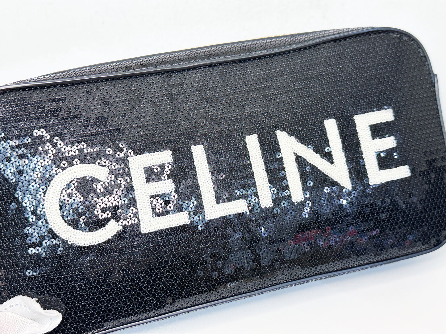 CELINE Camera shoulder bag leather Triomphe in sequins with Celine