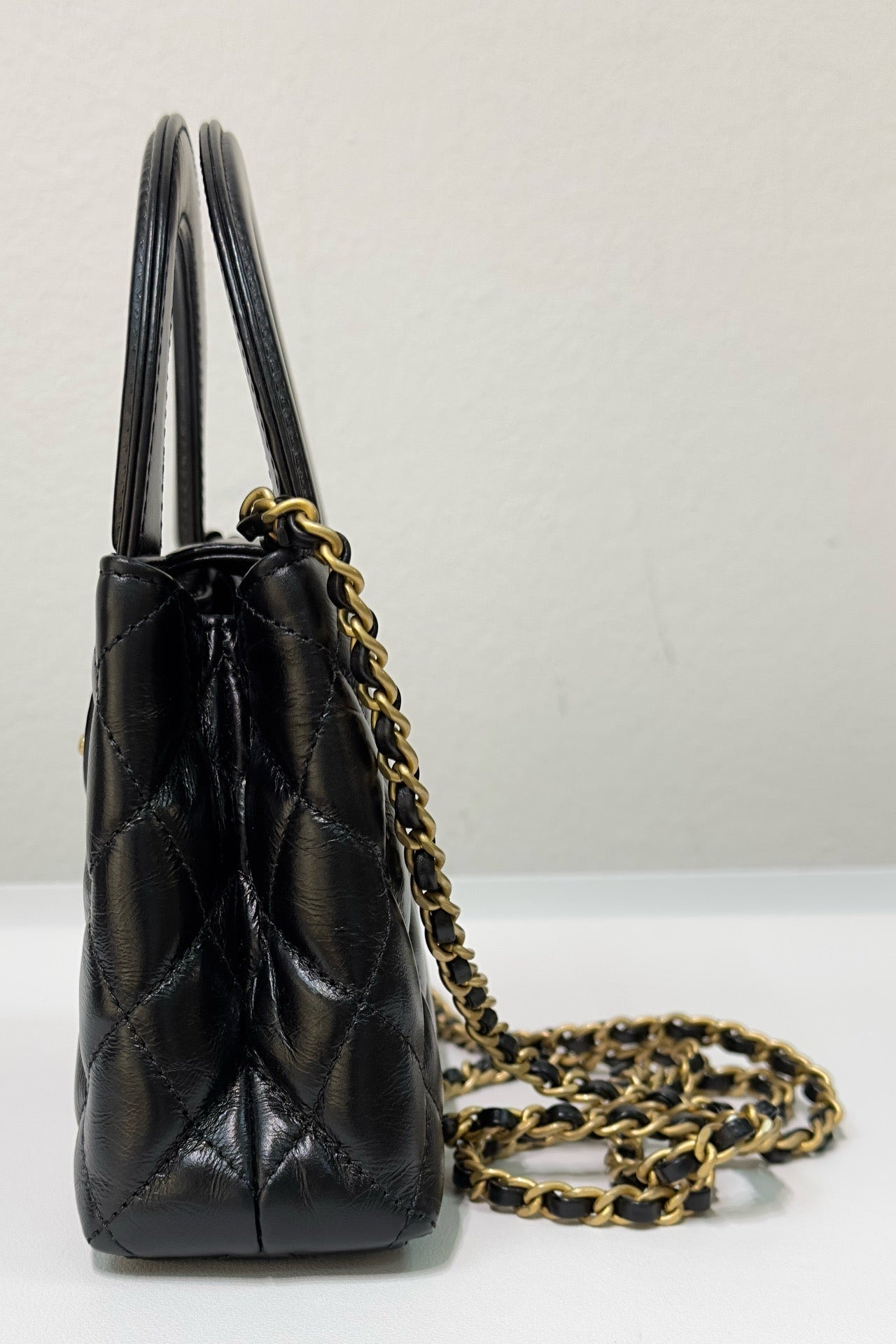 Chanel Lambskin Kelly Shopping Bag Black GHW 19cm