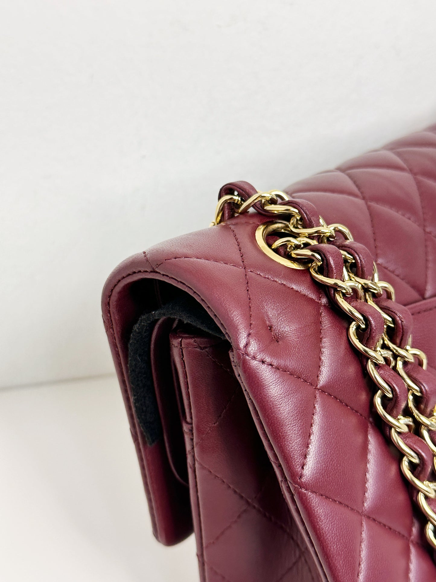 Chanel Classic Quilted Lambskin Medium Double Flap Bag Burgundy 2173 holo