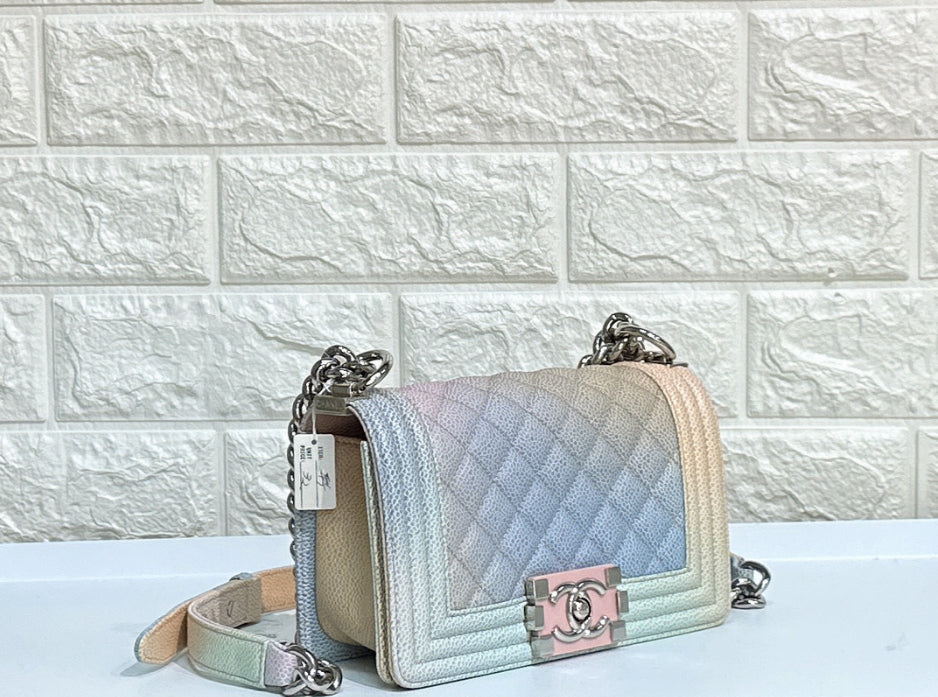Chanel Rainbow Quilred Caviar LeBoy Bag Small