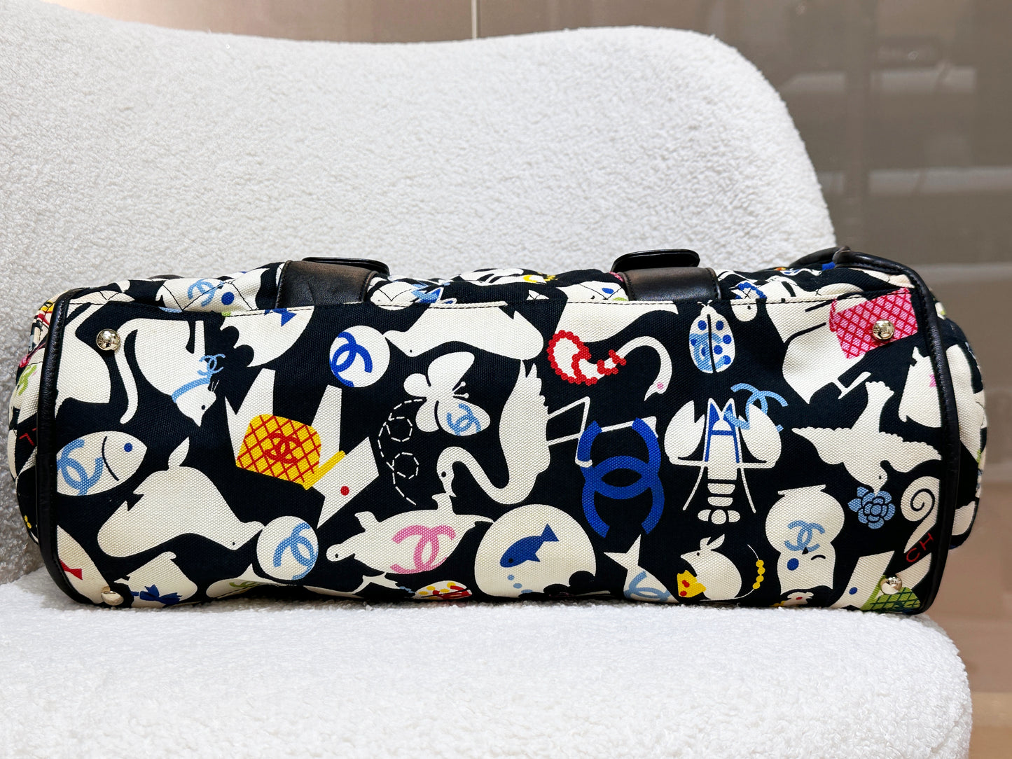 Chanel Canvas Baby Animals Diaper Bag Black 1119 holo card