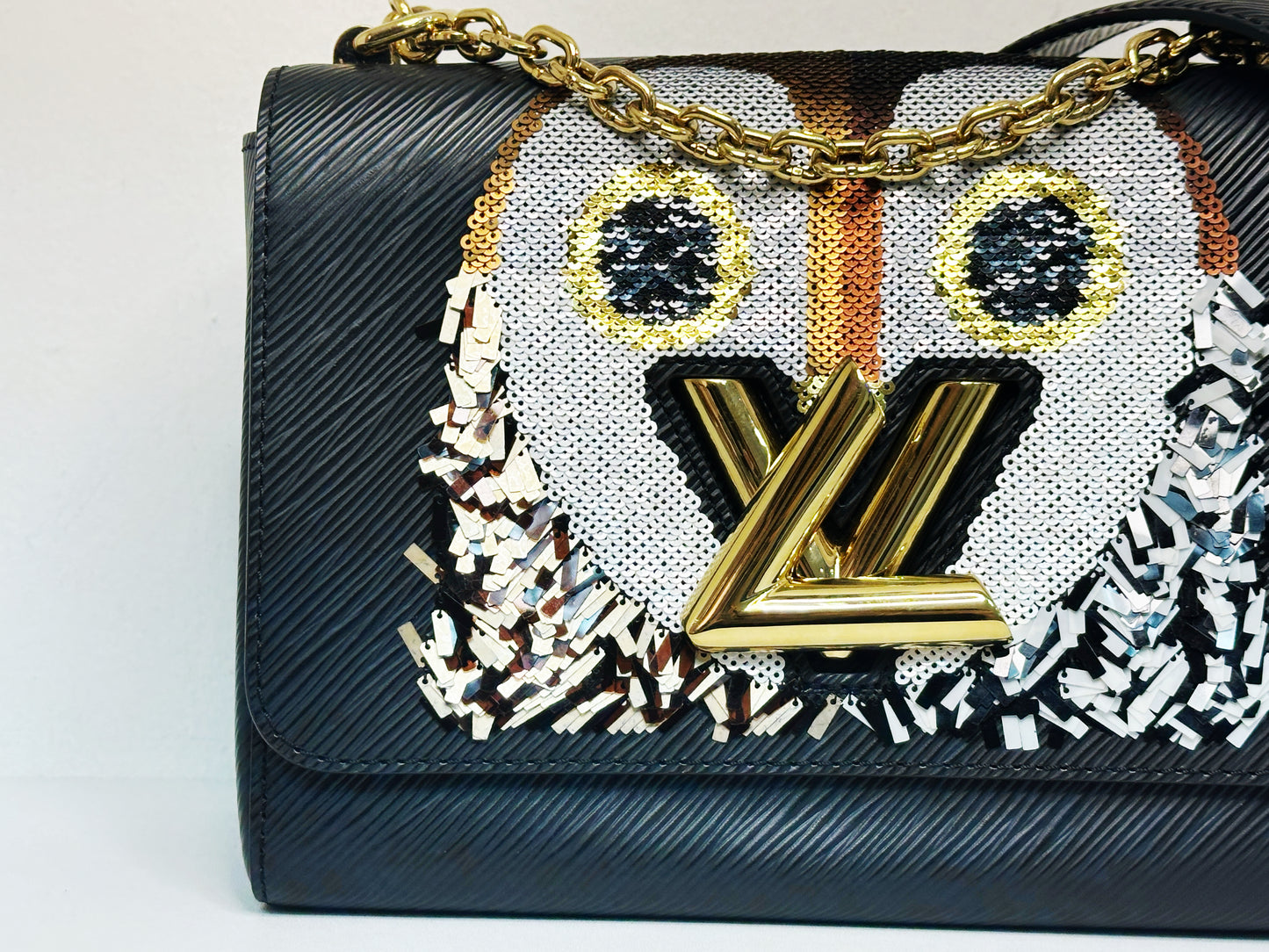 Louis Vuitton Black Epi Leather Sequin Owl MM Twist Bag