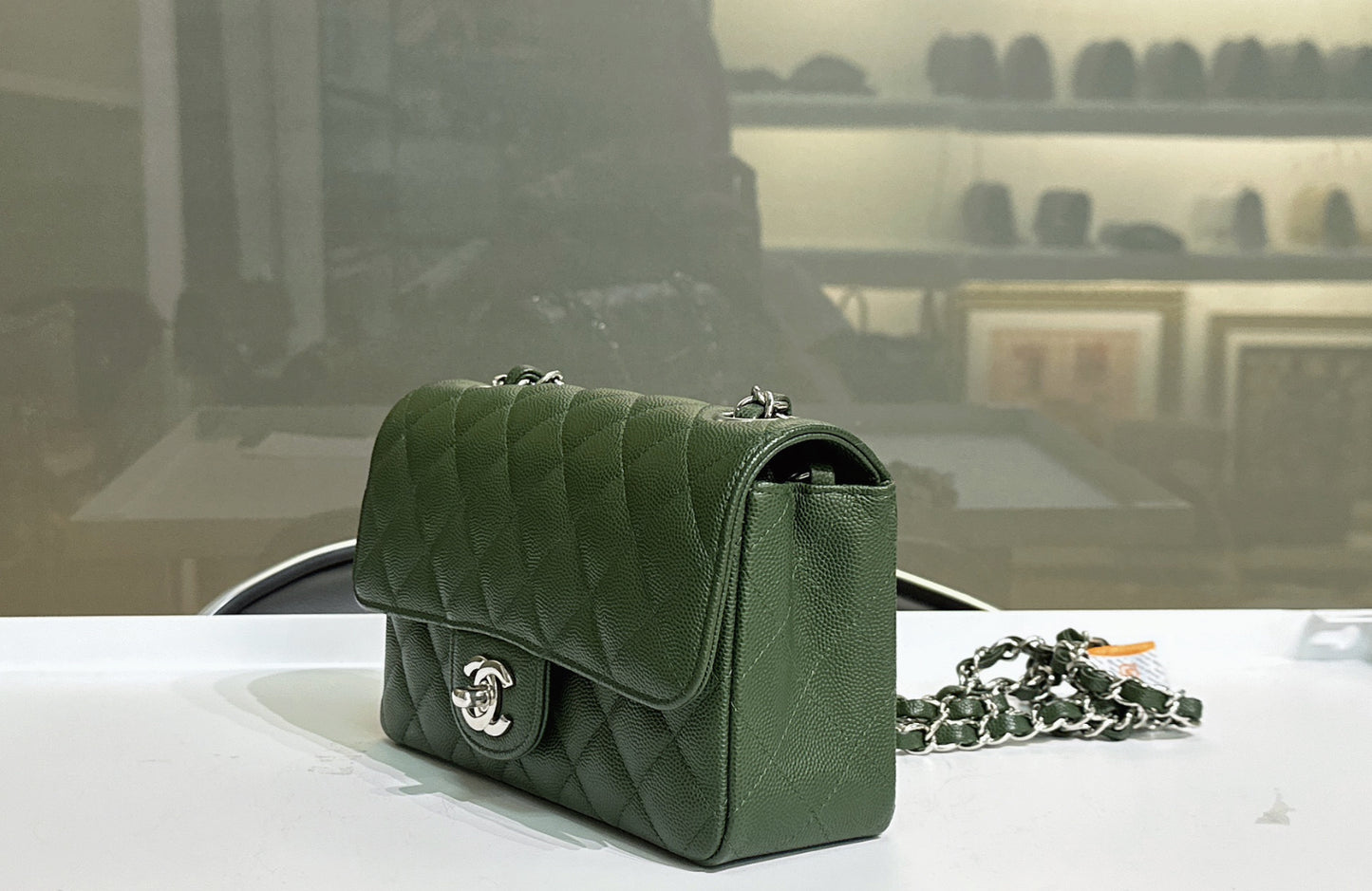 Chanel Mini Rectangular Classic Flap Bag Green