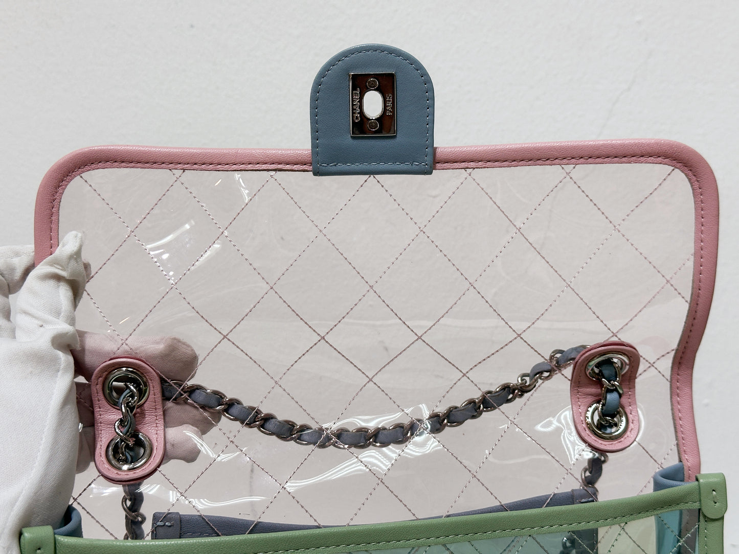 Chanel Coco Splash PVC Medium Flap Bag Pink/Green/Blue 25499 holo