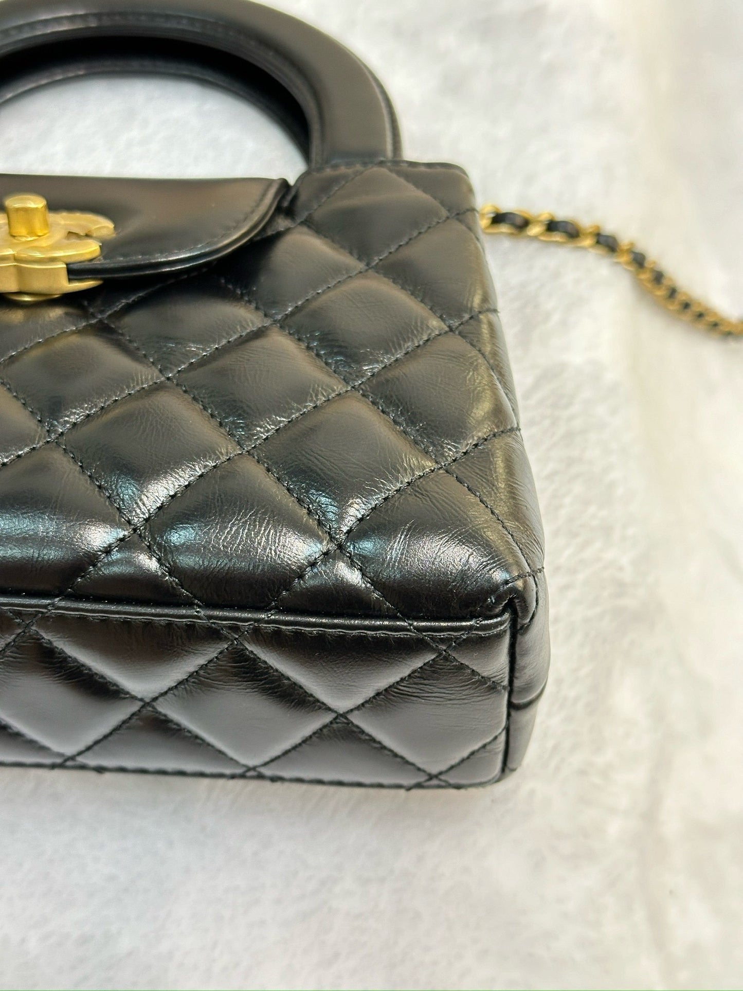 Chanel Lambskin Kelly Shopping Bag Black GHW 19cm