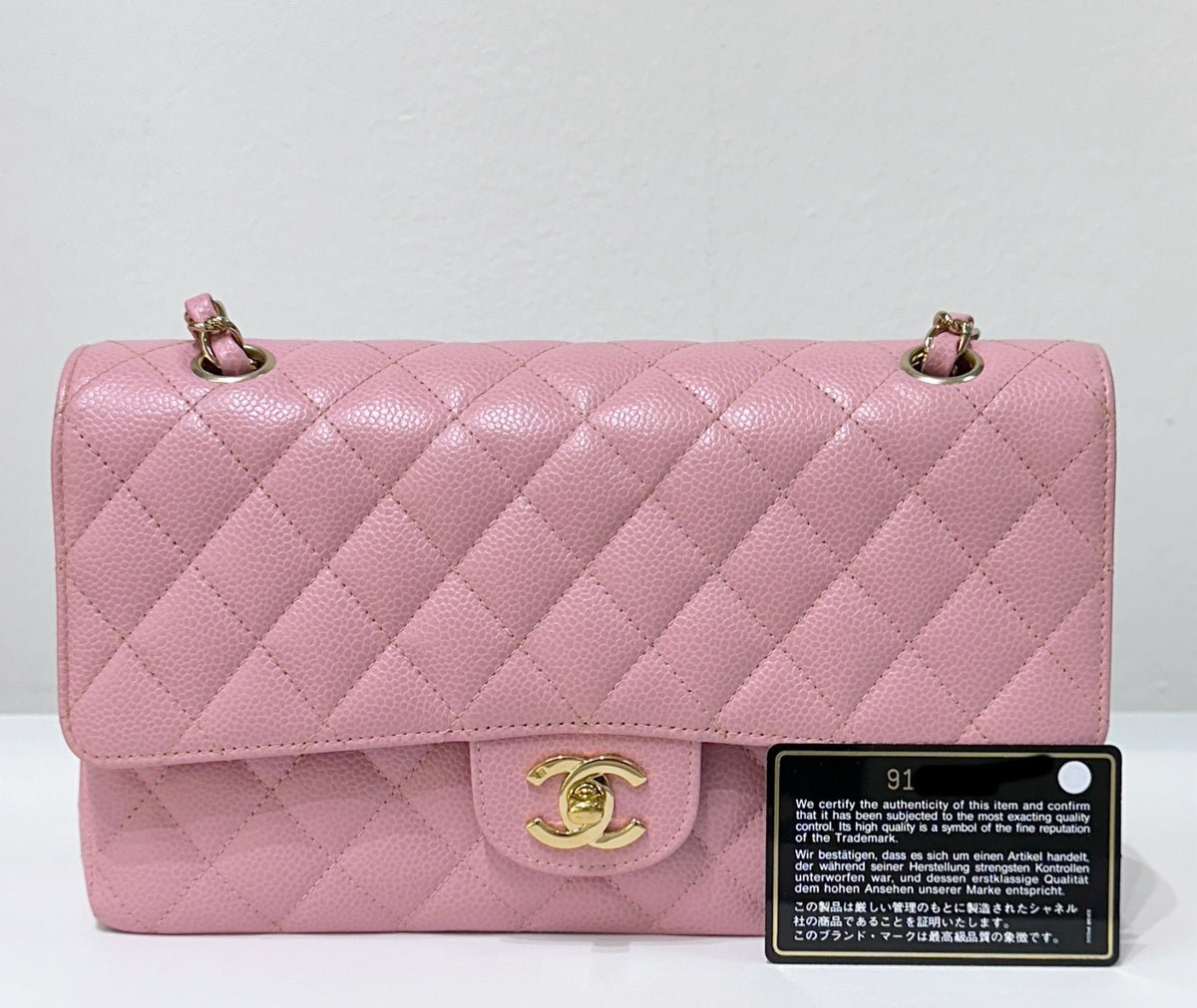 Chanel Medium Vintage Sakura Pink Caviar Classic Double Flap Bag