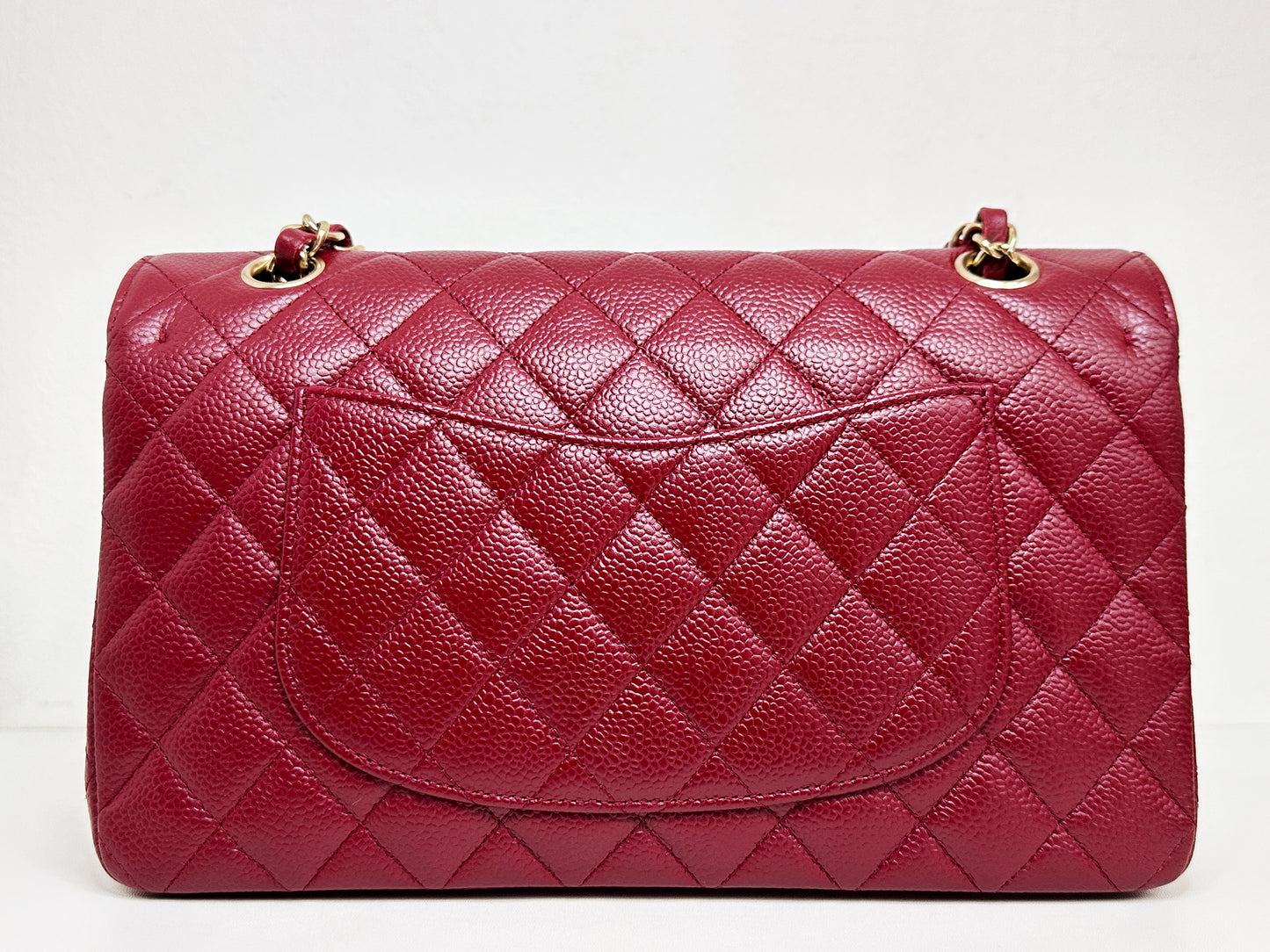 Chanel Caviar Classic Quilted Medium Double Flap Bordeaux Bag 1307 holo card