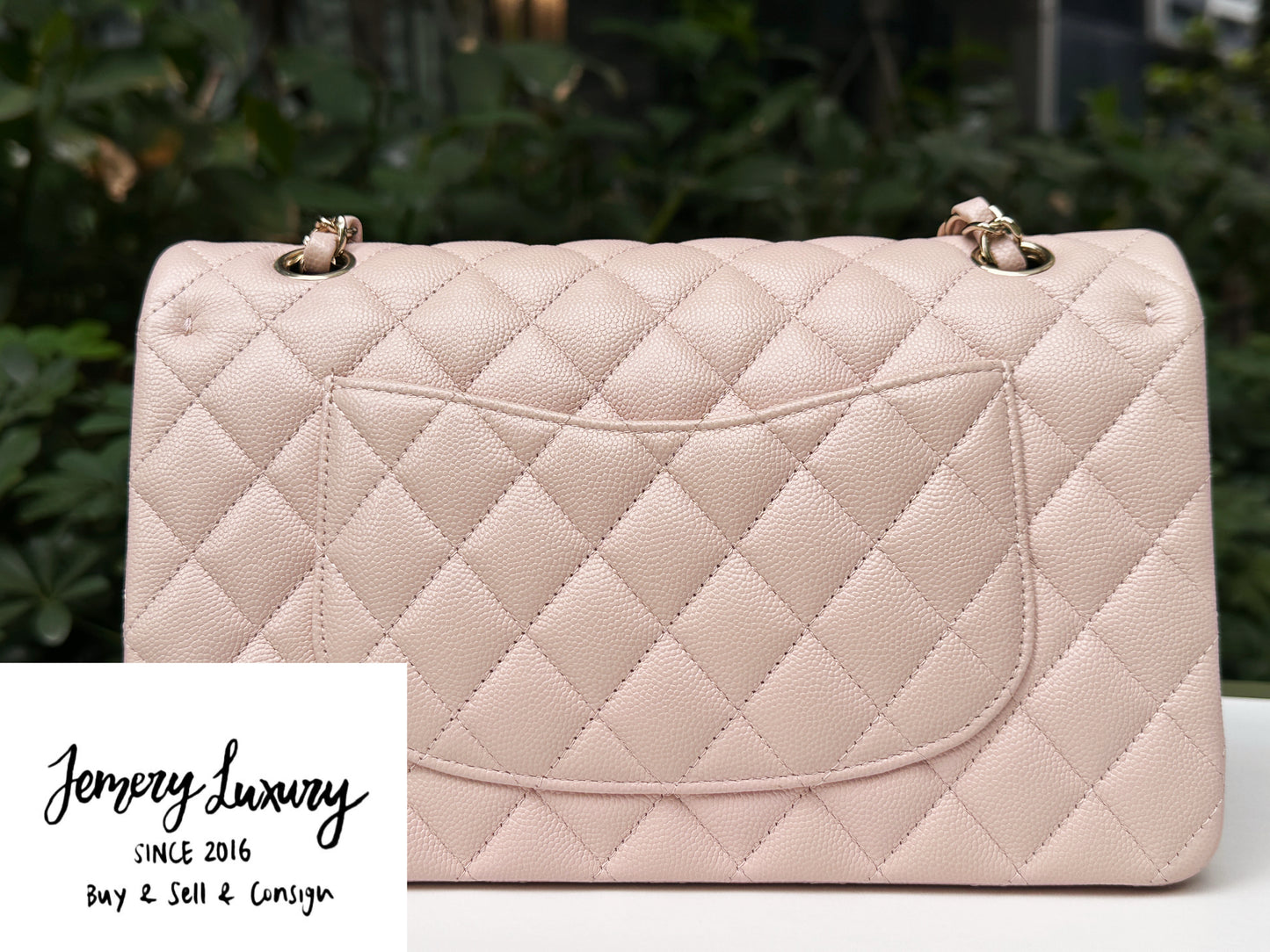 Chanel Medium Caviar Quilted Double Flap Light Pink 21COutside