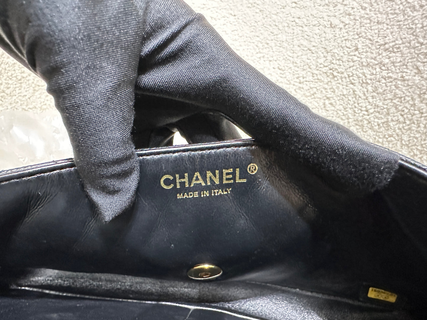 Chanel 24K Gold Caviar East West Flap Bag Black GHW 1273 holo card