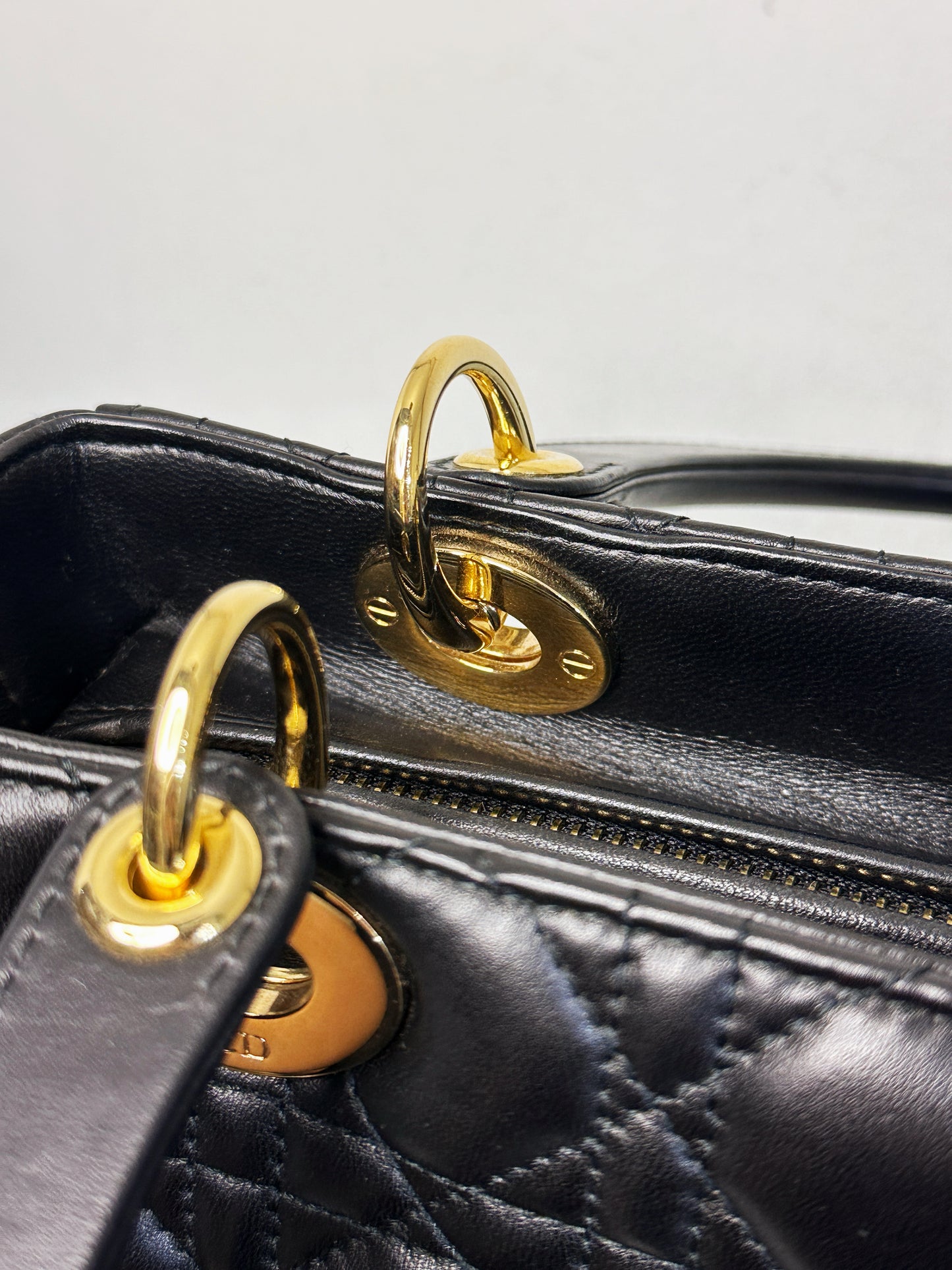 Christian Dior Medium Cannage Lambskin Lady Dior Bag Black GHW