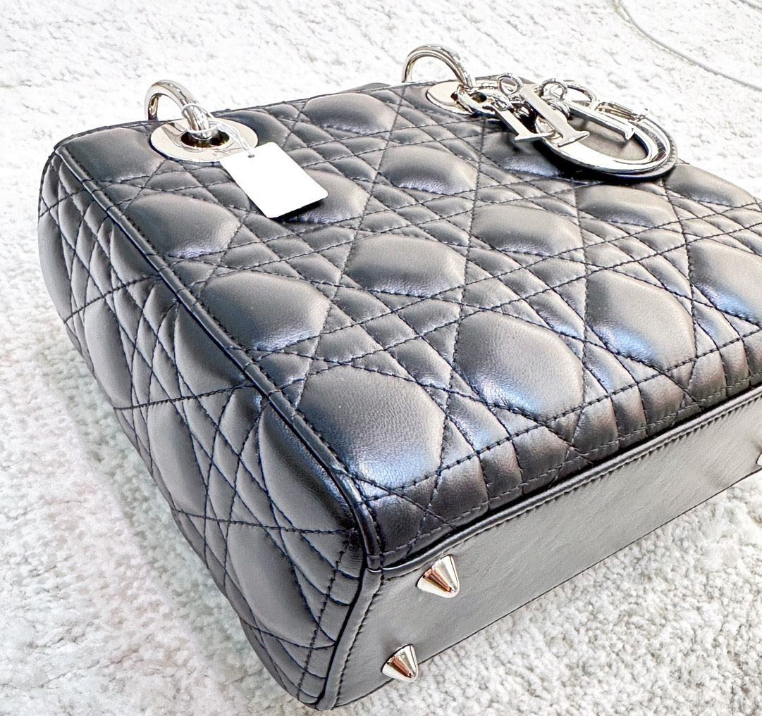 CHRISTIAN DIOR Lambskin Cannage Small My ABCDior Lady Dior Black SHW
