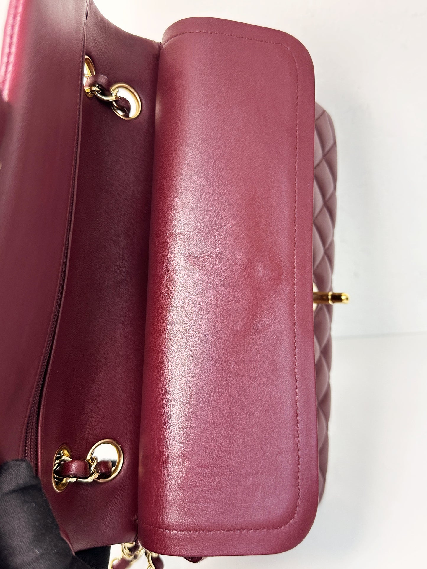 Chanel Classic Quilted Lambskin Medium Double Flap Bag Burgundy 2173 holo