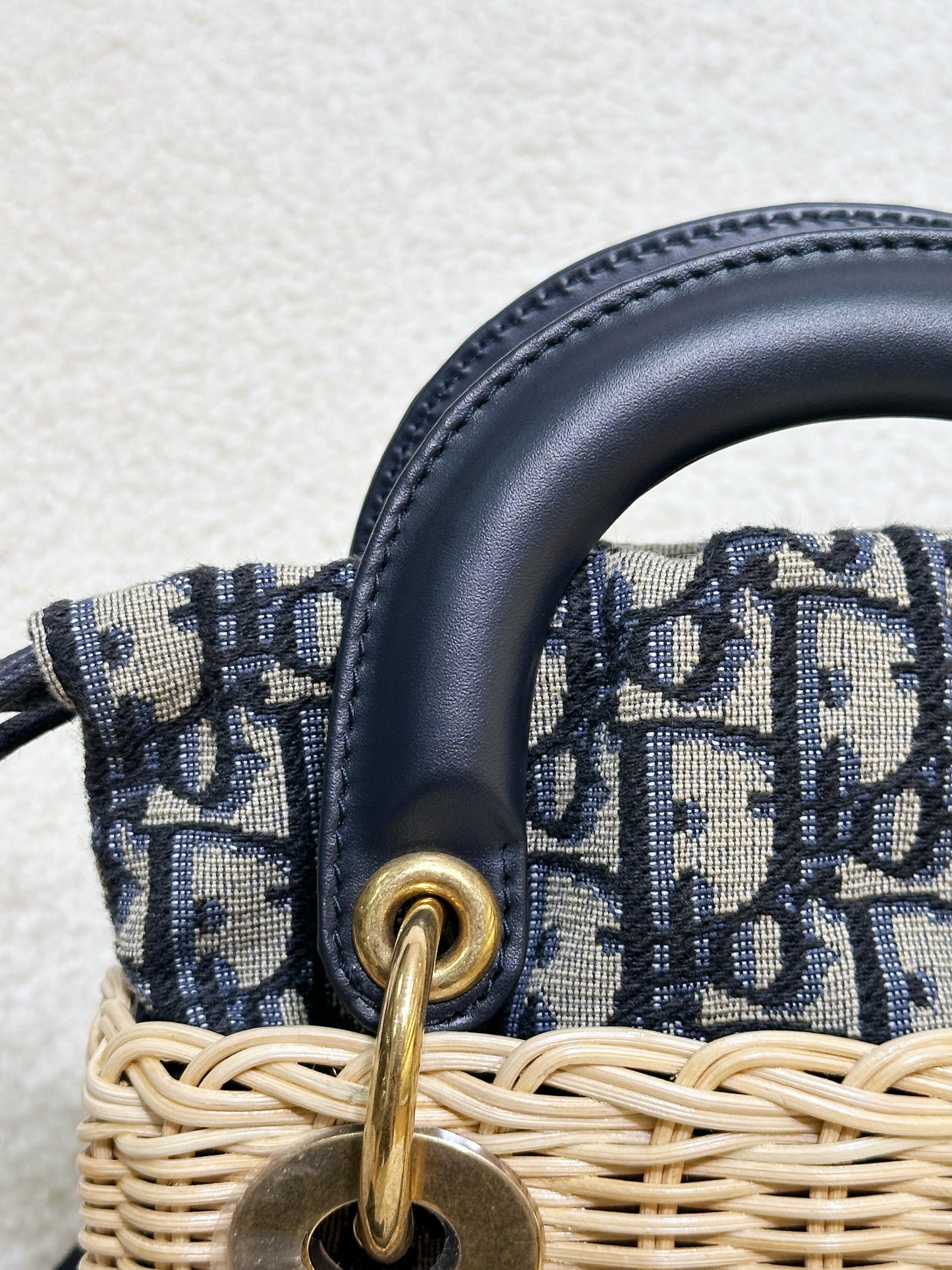 Christian Dior Bicolor Wicker Jacquard Mini Lady Dior Bag