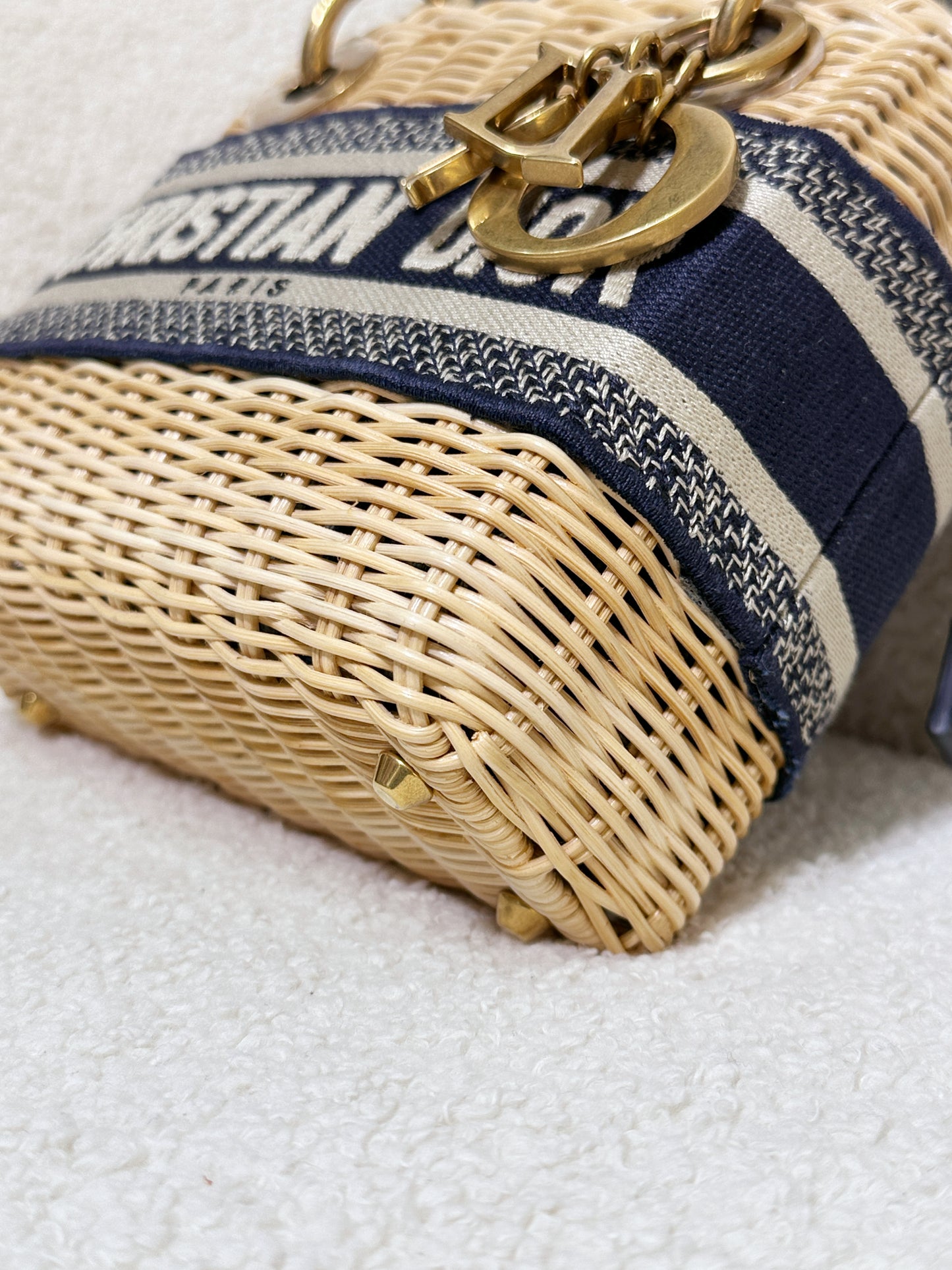Christian Dior Bicolor Wicker Jacquard Mini Lady Dior Bag