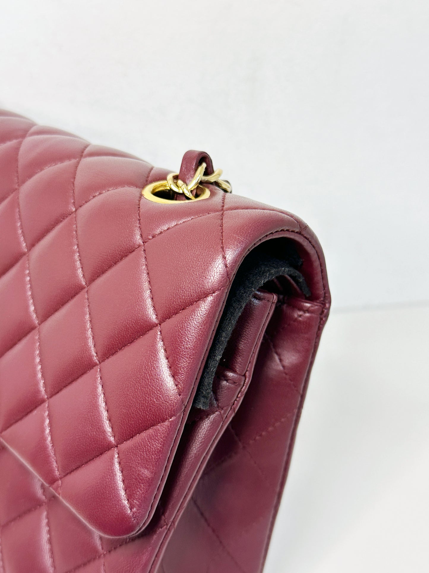 Chanel Classic Quilted Lambskin Medium Double Flap Bag Burgundy 2173 holo