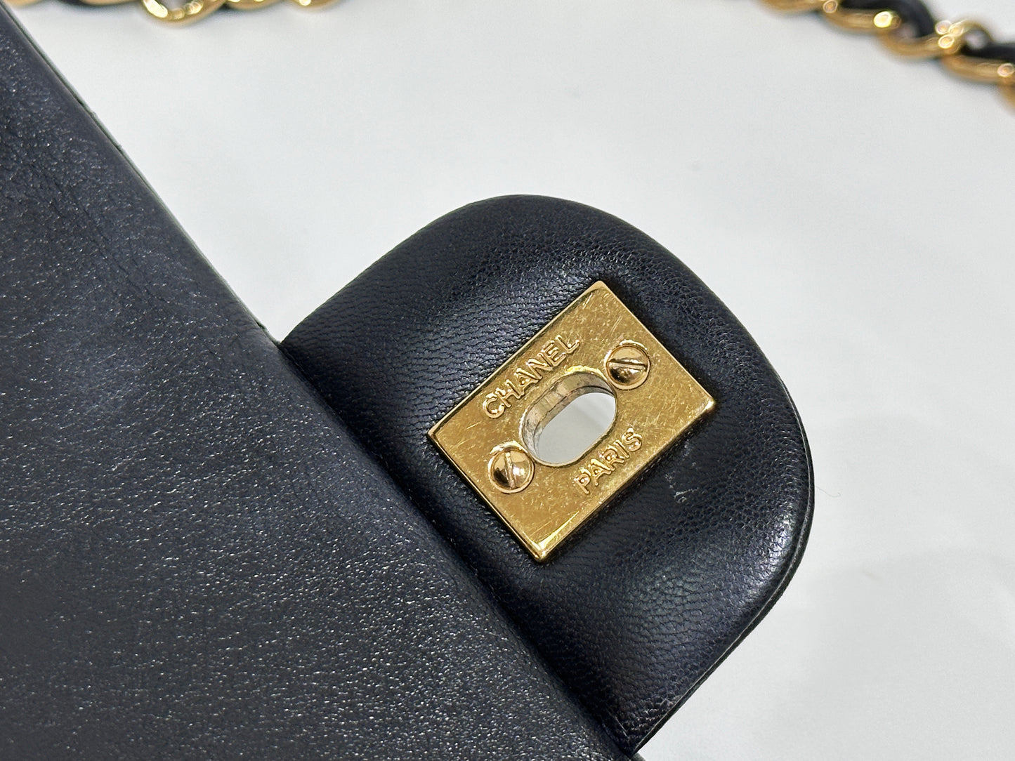 Chanel Lambskin East West Flap Bag Black GHW 1411 holo card