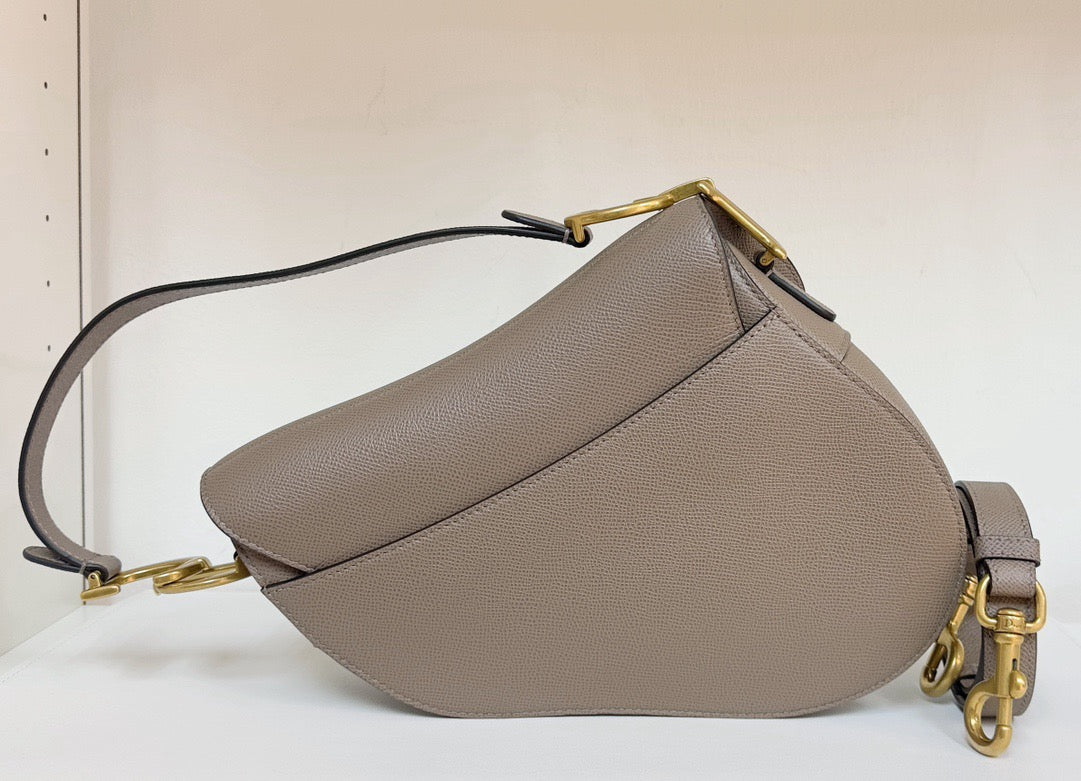 Christian Dior Saddle Bag With Strap Warm Taupe Grained Calfskin 2023 year