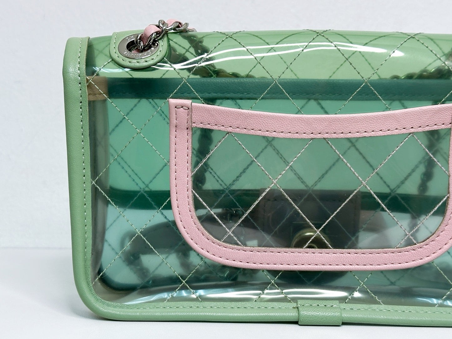Chanel Coco Splash PVC Mini Flap Bag Green/Blue/Pink 25499 holo