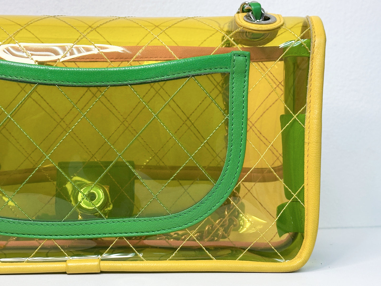 Chanel Yellow Coco Splash PVC Medium Flap Bag 2582 holo card