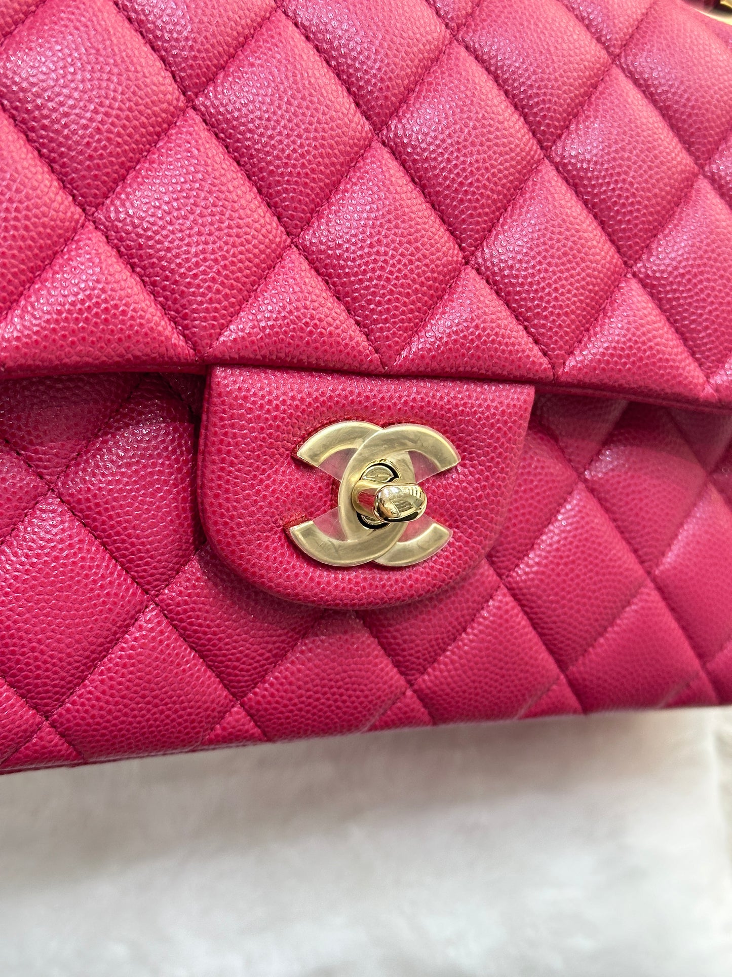 CHANEL Small Classic Double Flap Caviar Quilted Red GHW 