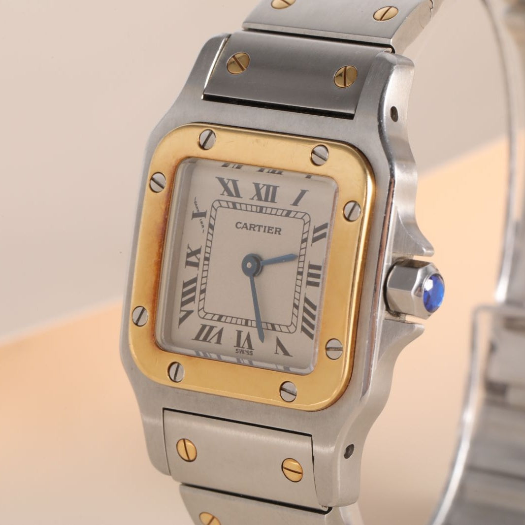 PRE-OWNED CARTIER
SANTOS GALBEE YELLOW GOLD AND STAINLESS STEEL QUARTZ