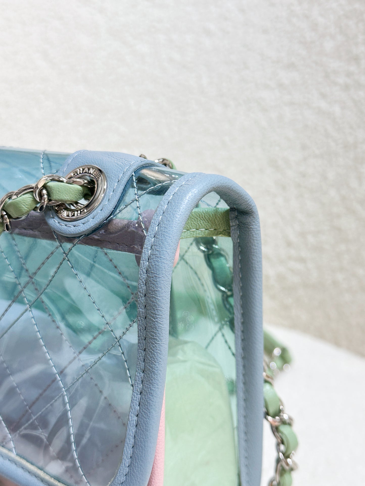 Chanel Coco Splash PVC Medium Flap Bag Blue/Green/Pink 2562 holo