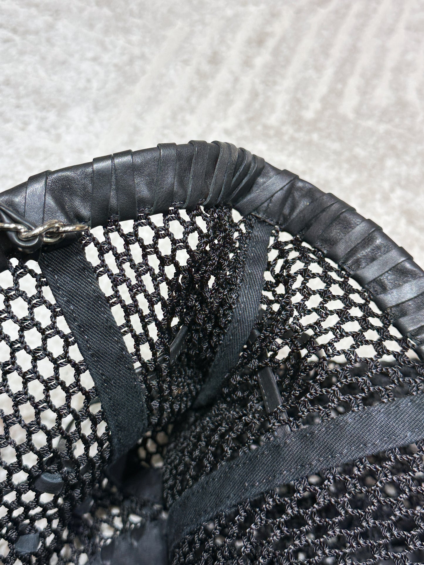 Chanel Limited Edition Resort Black Fringe Mesh Tote Bag 1426 holo