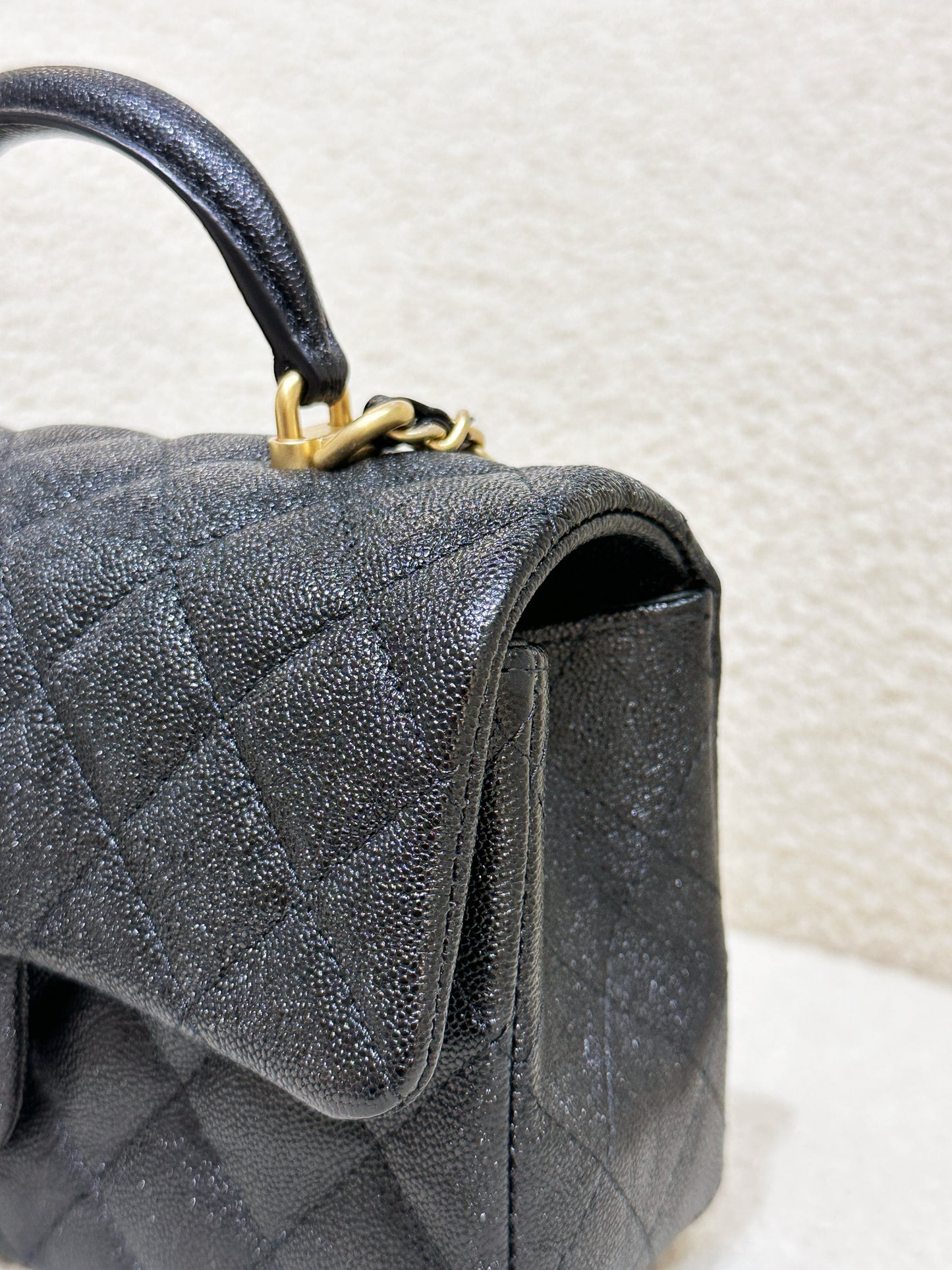 Chanel Mini Rectangular Top Handle Flap Bag Black Caviar GHW 3126 holo card