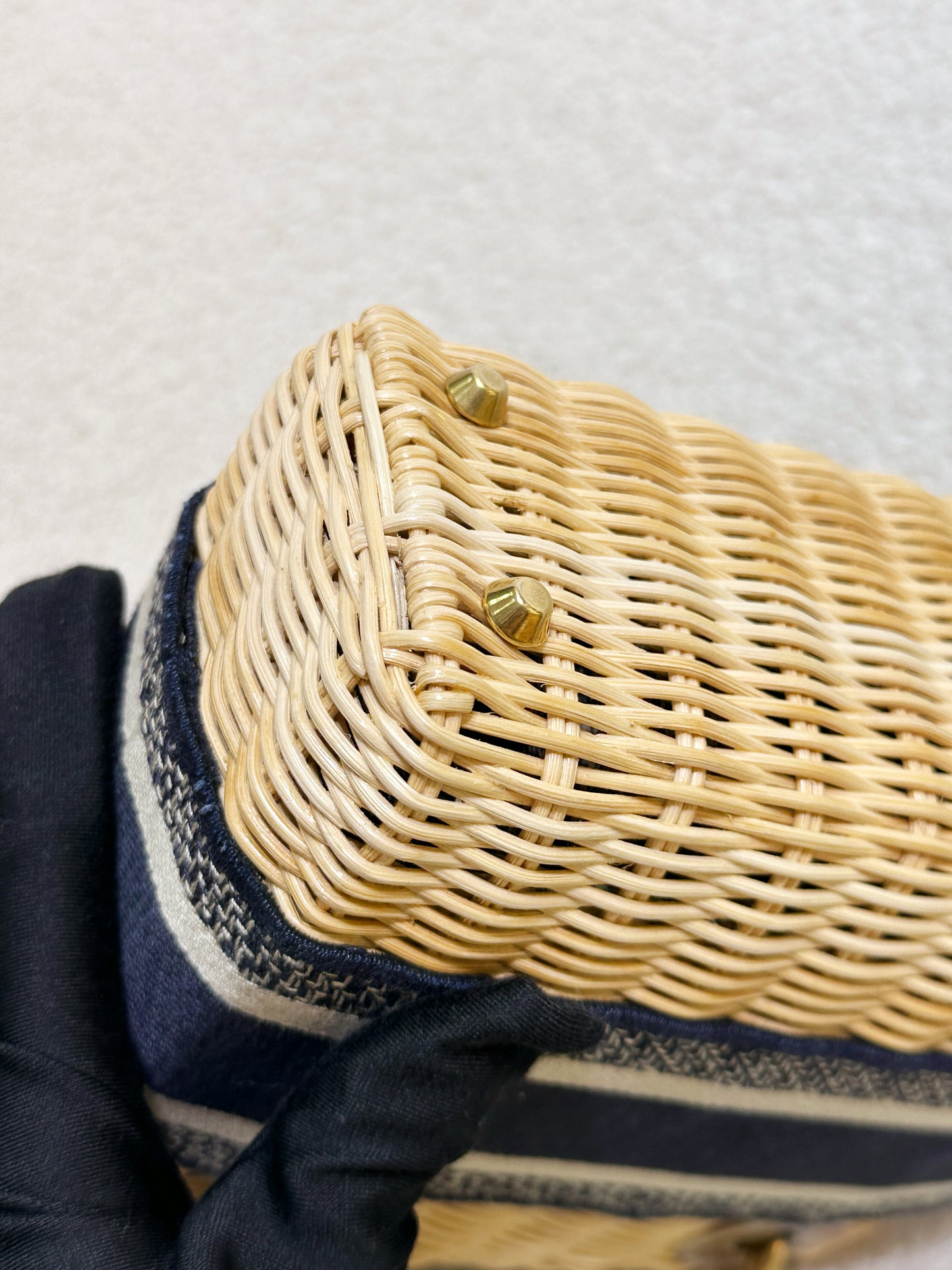 Christian Dior Bicolor Wicker Jacquard Mini Lady Dior Bag