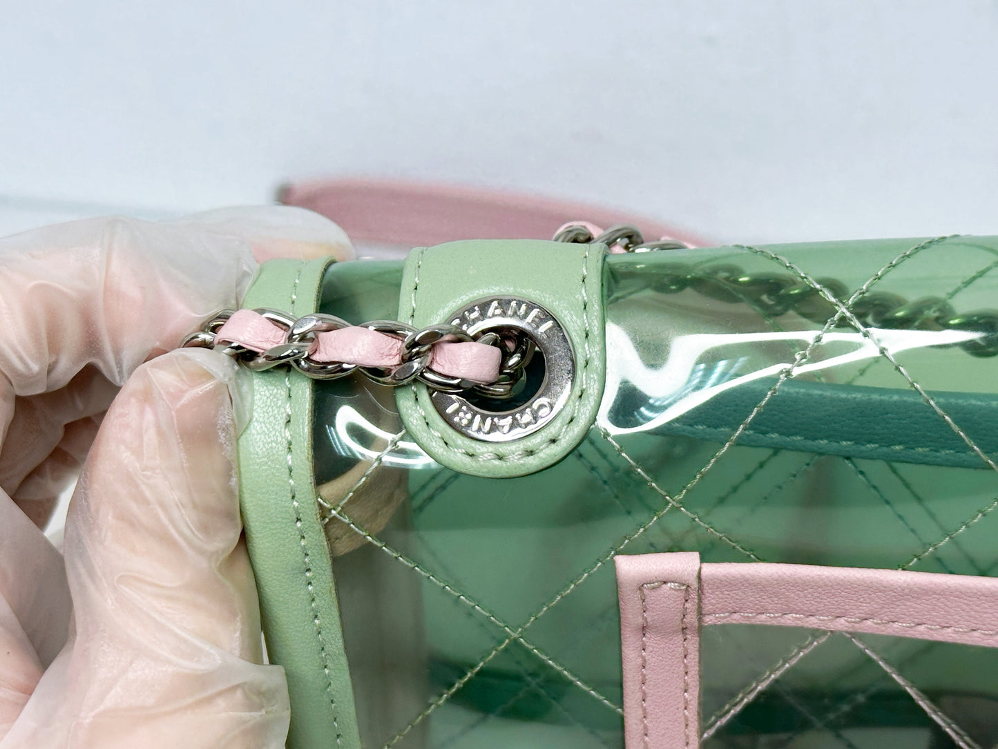 Chanel Coco Splash PVC Mini Flap Bag Green/Blue/Pink 25499 holo