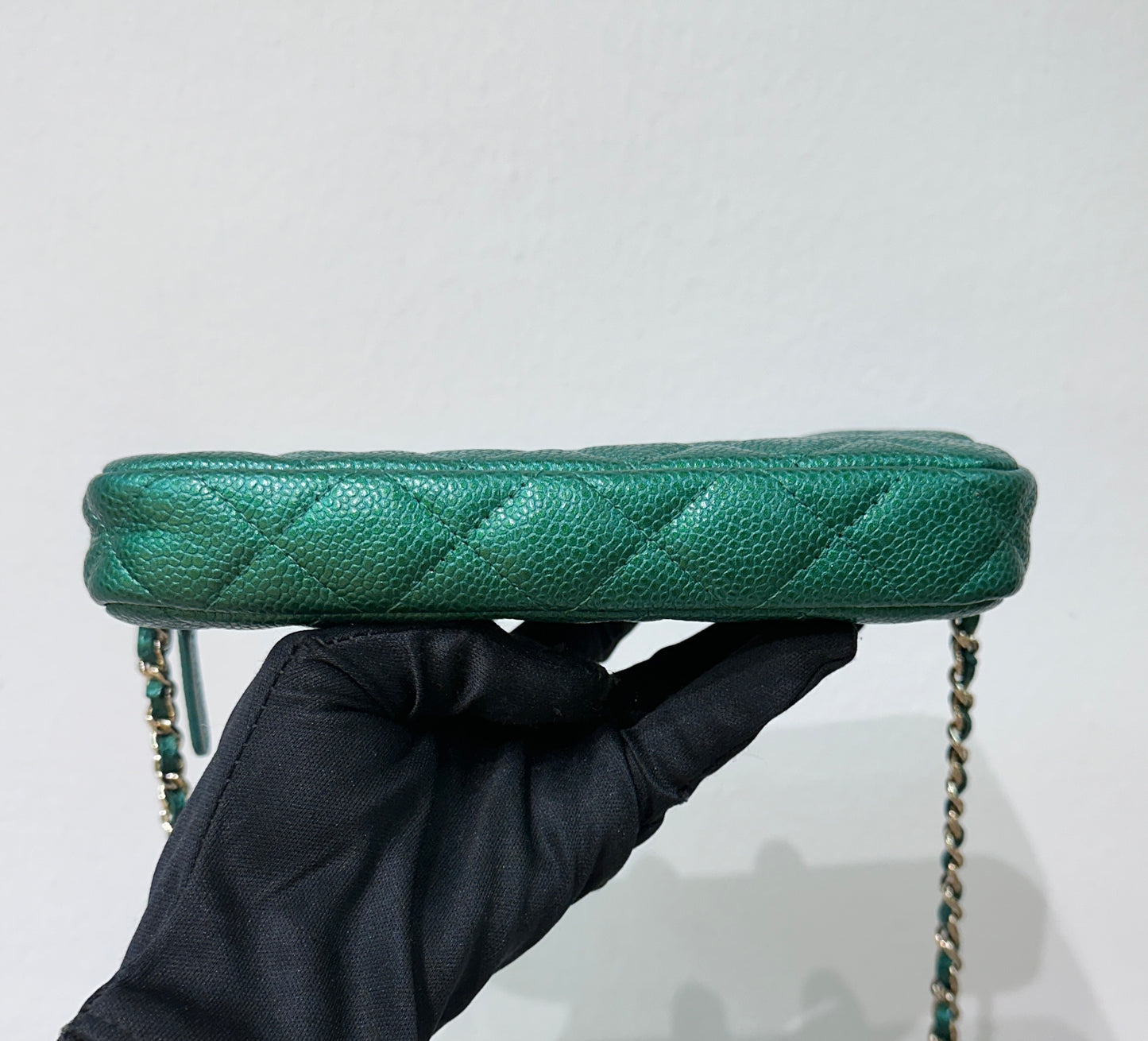 Chanel Emerald Green Double Zip Chain