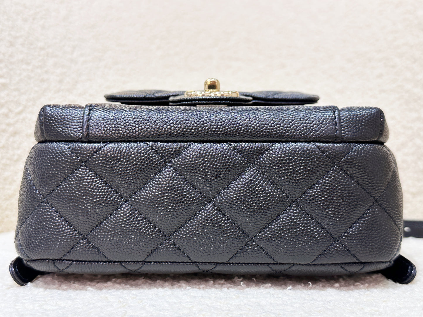 Chanel CC Day Backpack Quilted Caviar Mini Black 268 holo card
