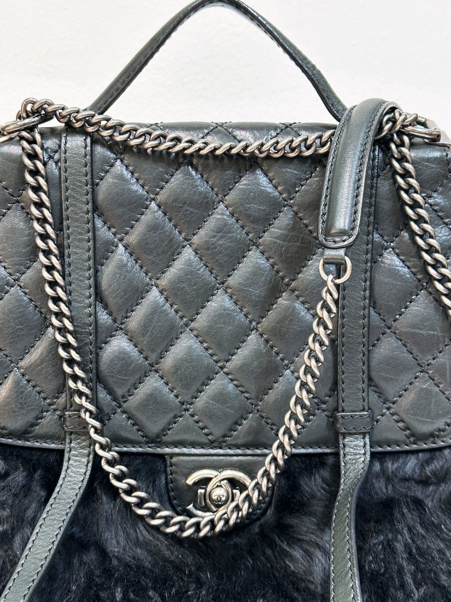 Chanel Paris-Dallas Double Flap Bag Quilted Calfskin and Fur Large
