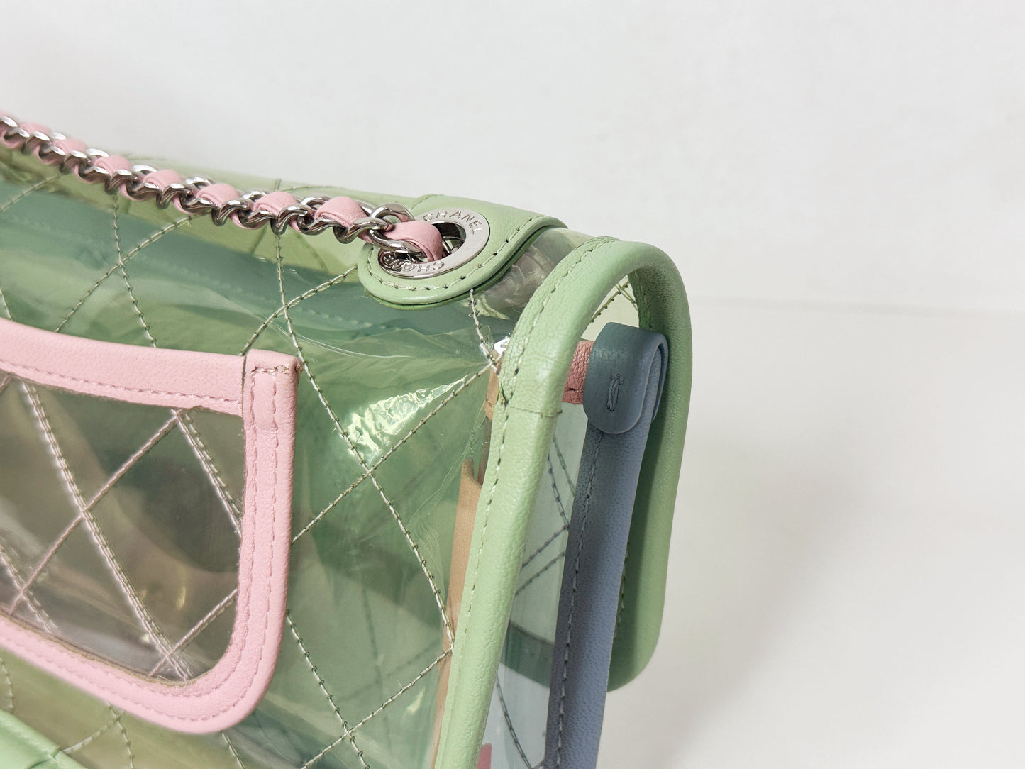 Chanel Coco Splash PVC Mini Flap Bag Green/Blue/Pink 2569 holo