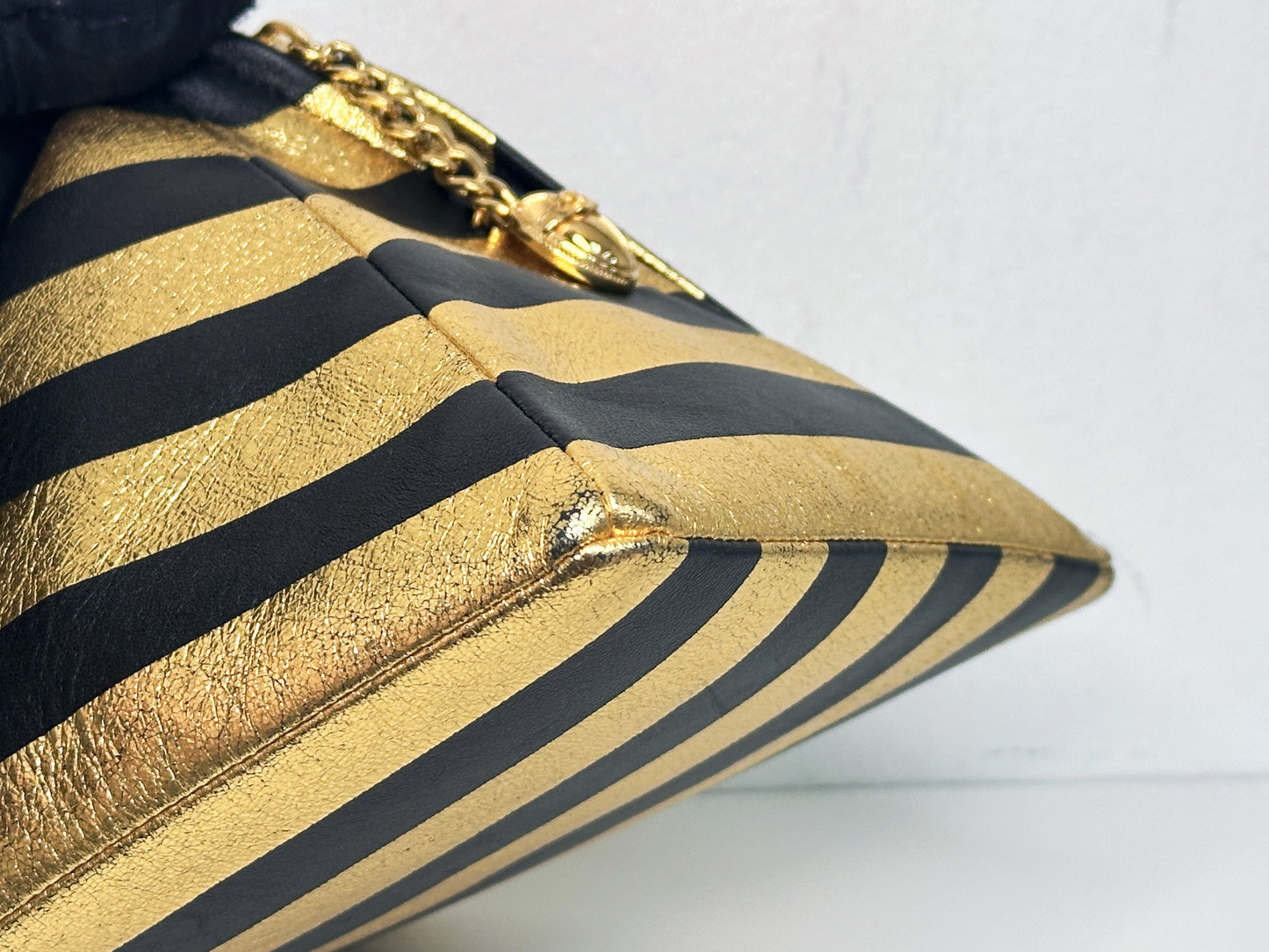 Chanel Metallic Lambskin CC Kheops Pyramid Bag Gold Black 2809 holo