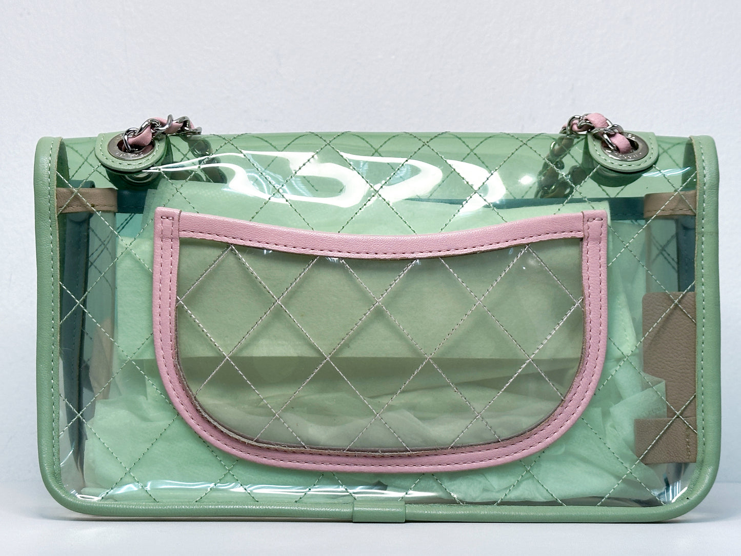 Chanel Coco Splash PVC Medium Flap Bag Green/Blue/Pink 254975 holo