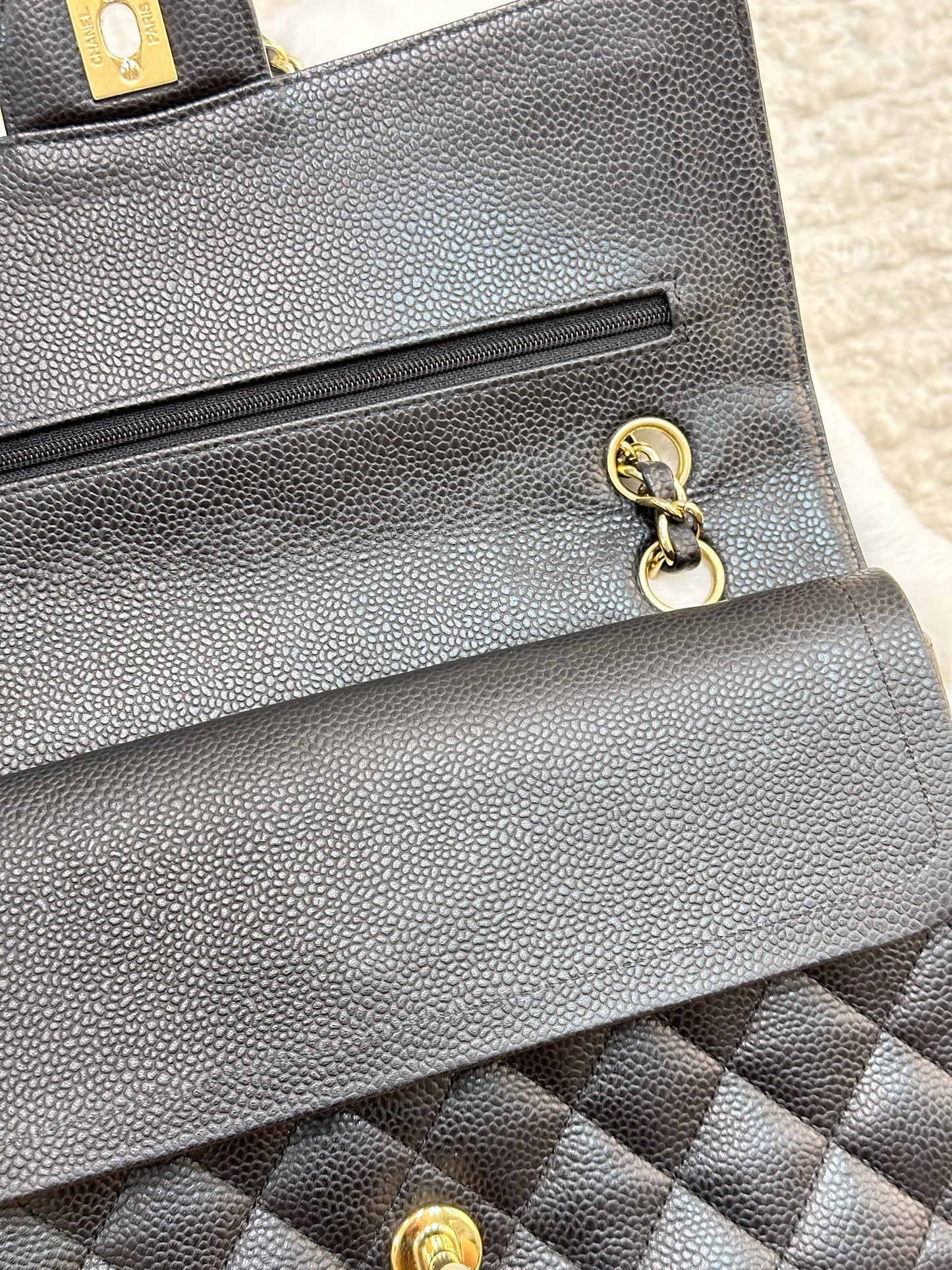 Chanel Medium Classic Flap Caviar Black Gold Hardware
