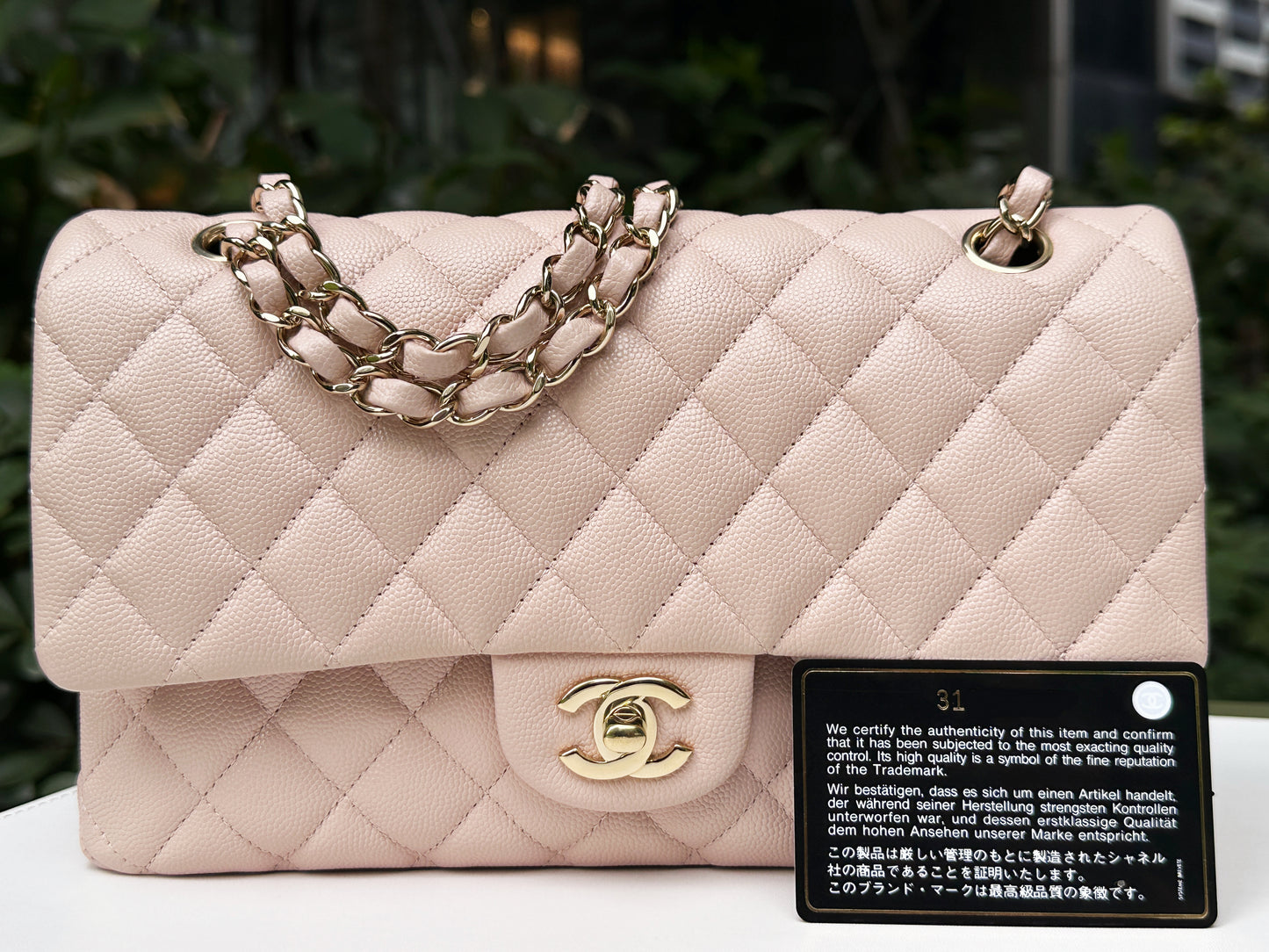 Chanel Medium Caviar Quilted Double Flap Light Pink 21COutside