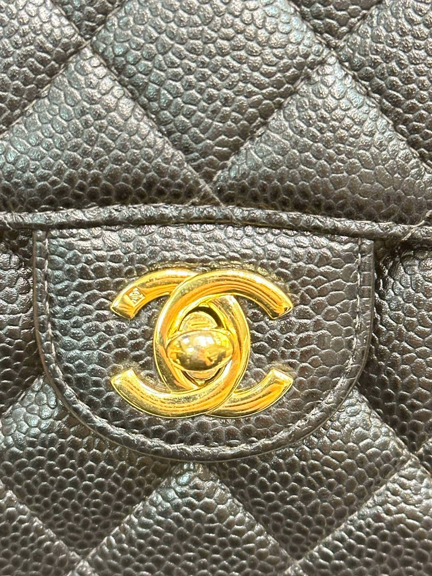 Chanel Mini Square Caviar Classic Flap Chain Shoulder Bag Black GHW(inside corner lightly touched)