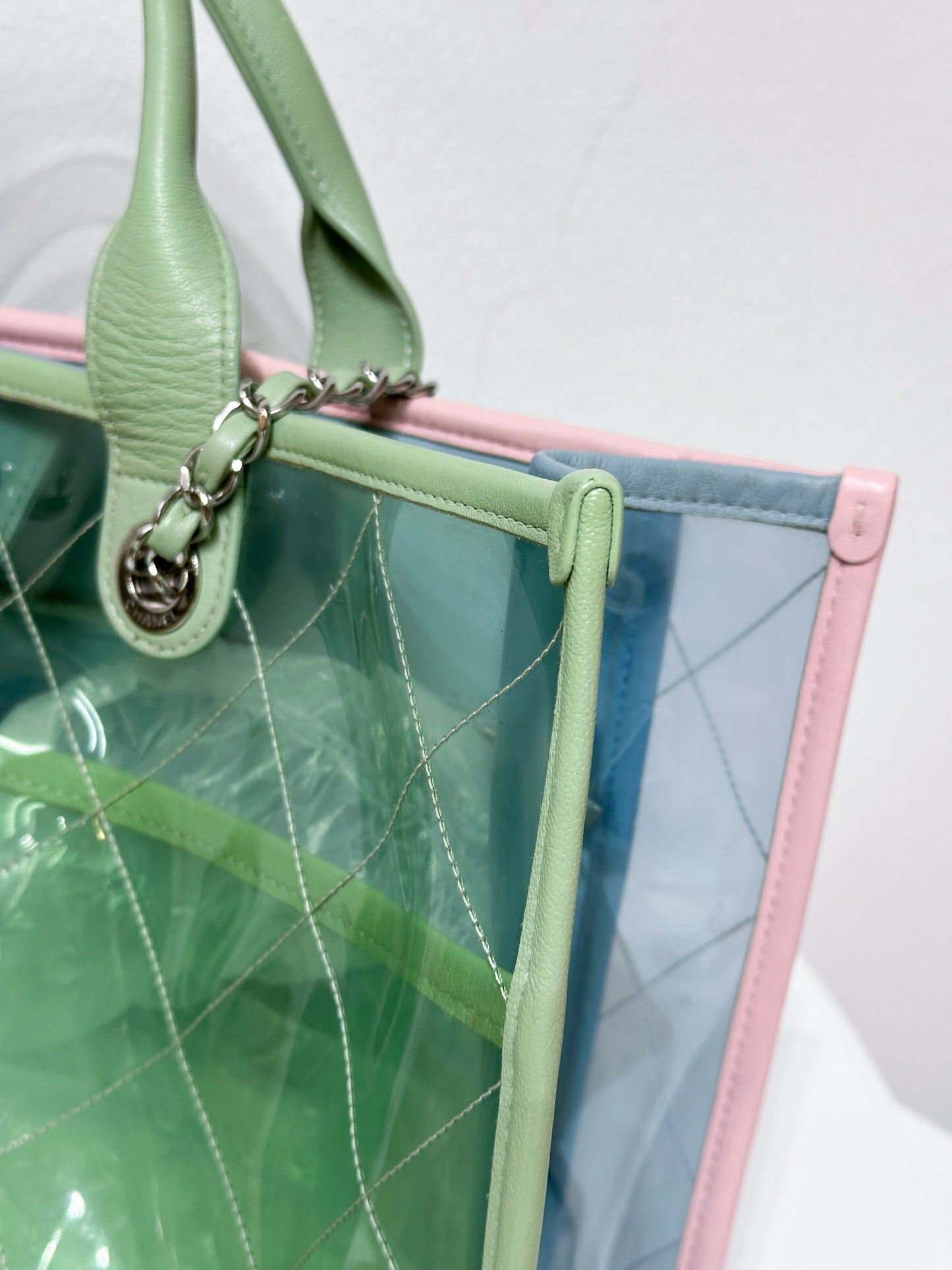 Chanel PVC Green/Pink/Blue Tote bag 2584 holo card
