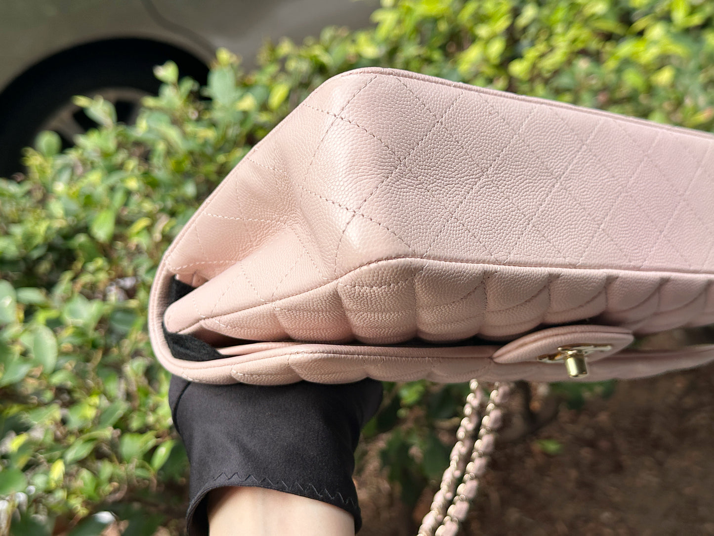 Chanel Medium Caviar Quilted Double Flap Light Pink 21COutside