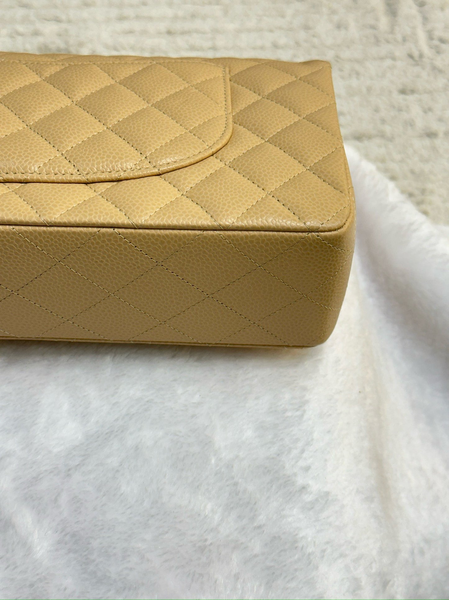 Chanel Medium Caviar Classic Double Flap Bag Beige