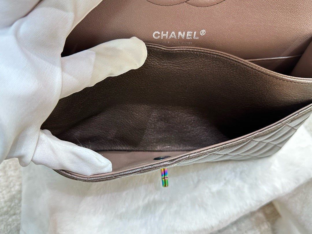 CHANEL Classic Bronze Double Flap Iridescent Hardware